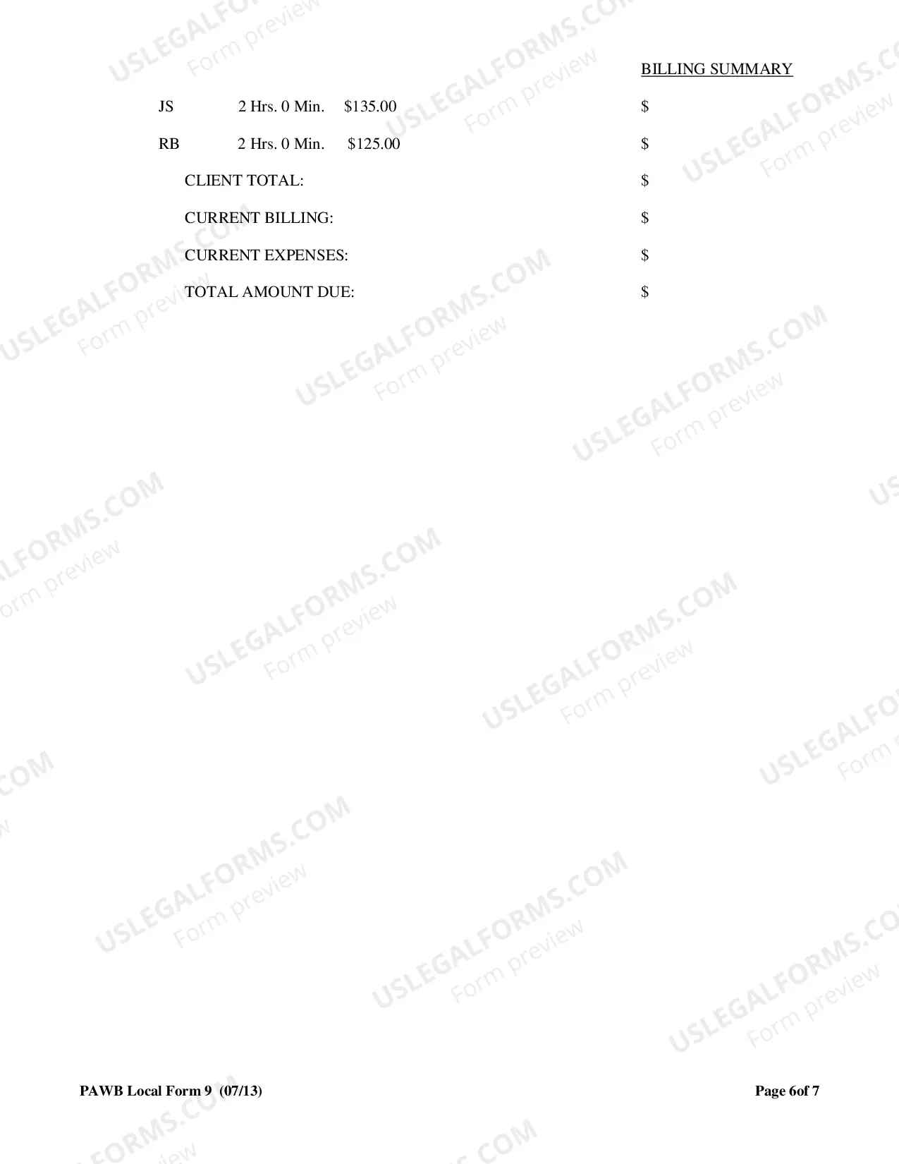 Preview Summary Cover Sheet For Fee Application