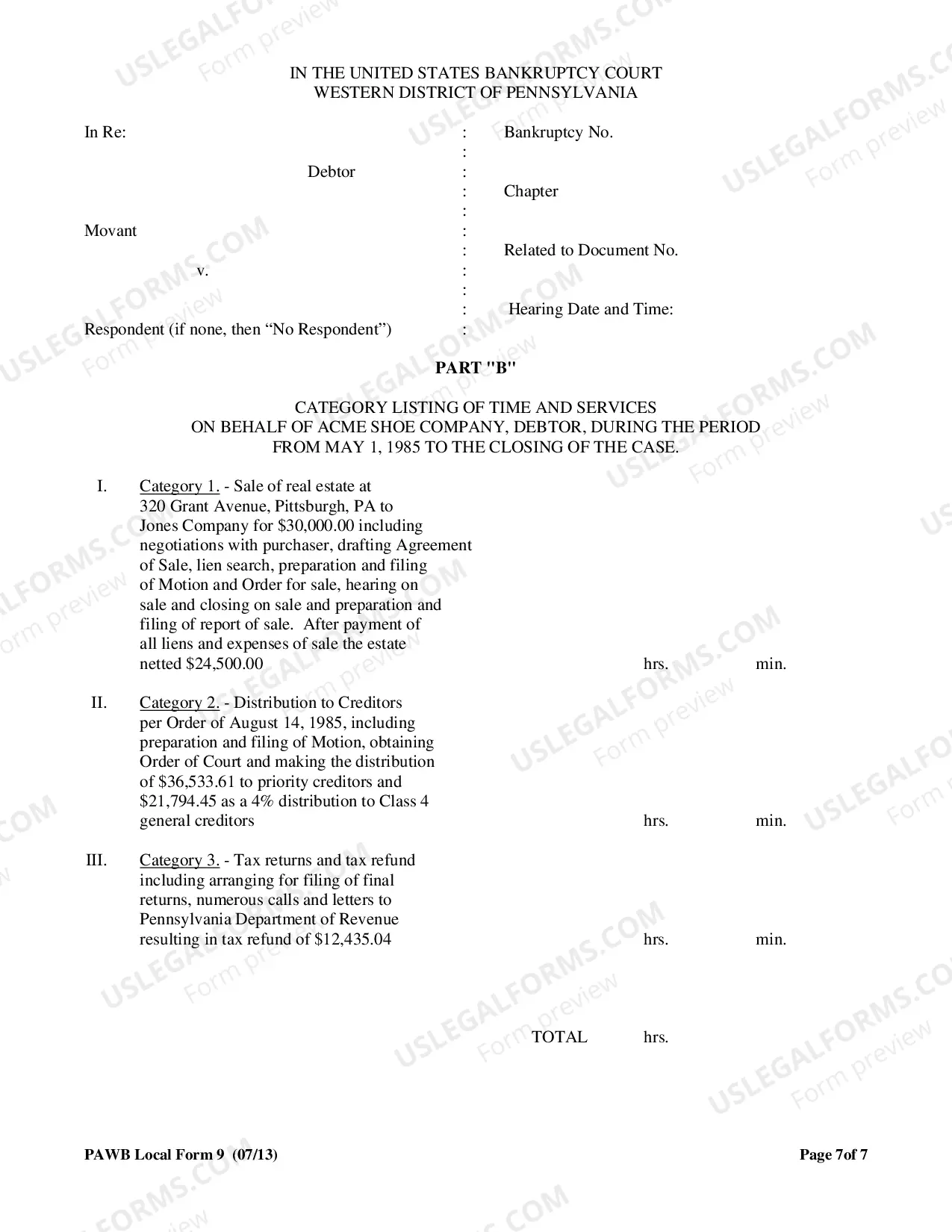 Preview Summary Cover Sheet For Fee Application