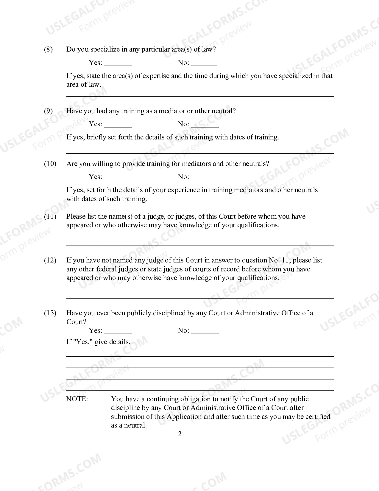 Preview Application For Approval As Mediator