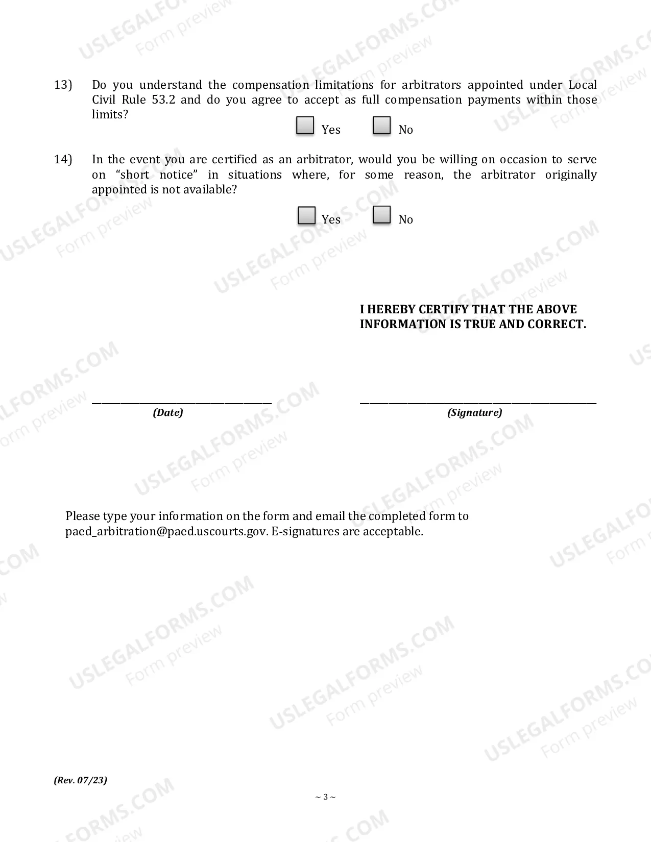 Preview Application For Certification As An Arbitrator