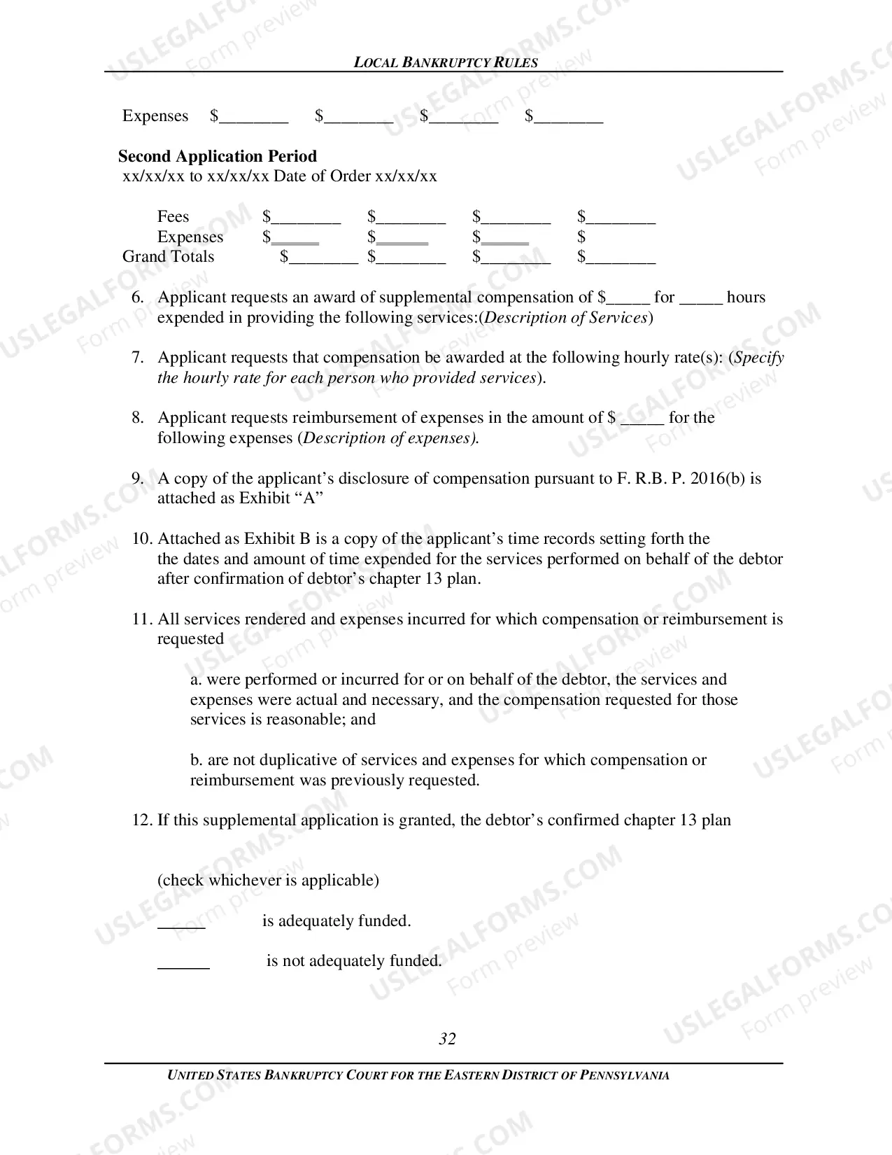 Preview Local Bankruptcy Form 2016-2C, "Supplemental" Application of Counsel for Debtor for Compensation and Reimbursement of Expenses for Post Confirmation Services Payable by the Chapter 13 Trustee
