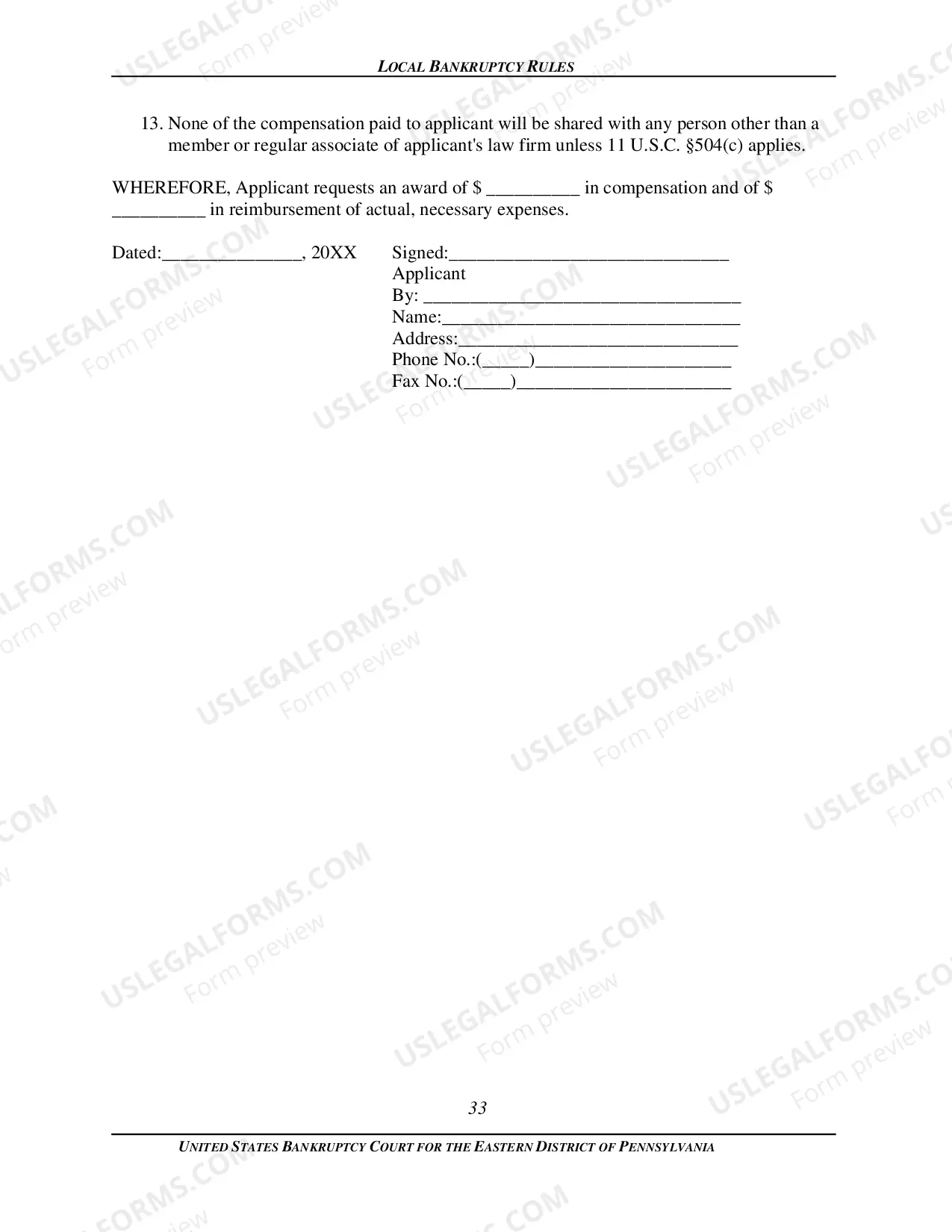Preview Local Bankruptcy Form 2016-2C, "Supplemental" Application of Counsel for Debtor for Compensation and Reimbursement of Expenses for Post Confirmation Services Payable by the Chapter 13 Trustee