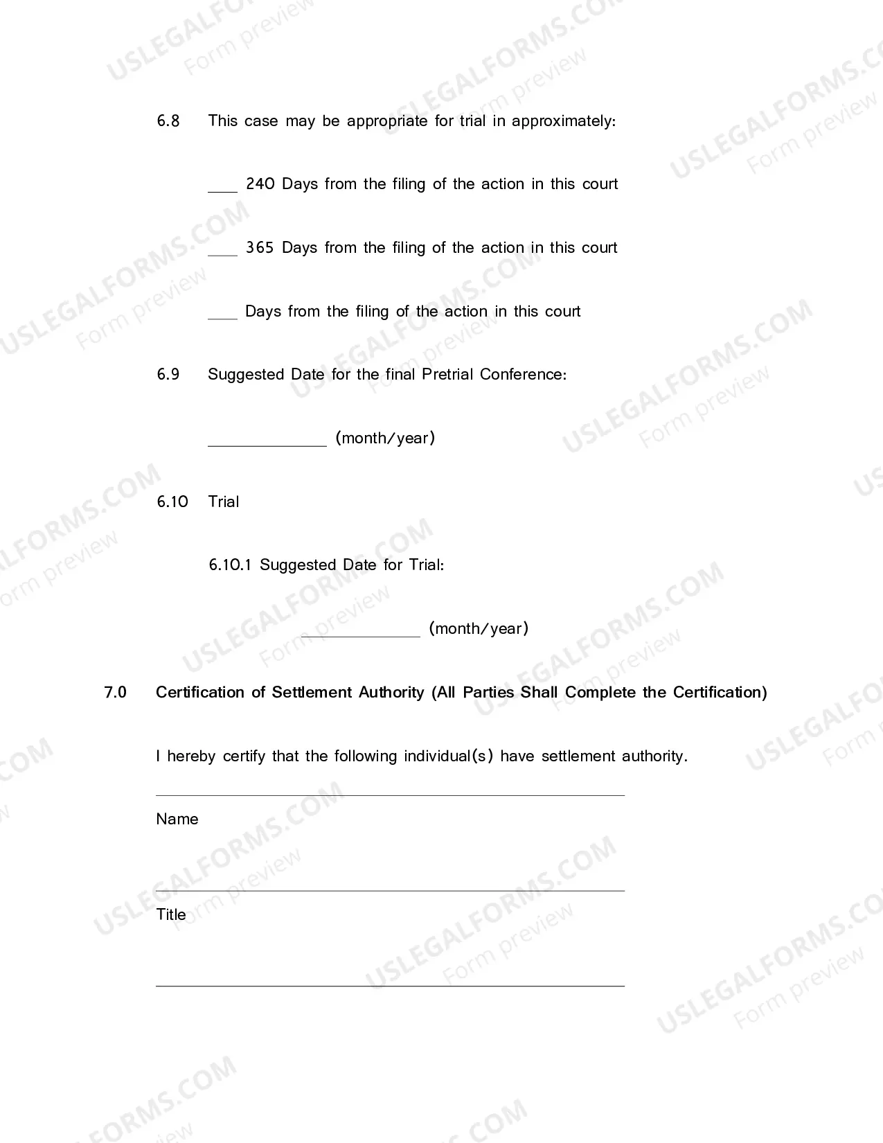 Preview Joint Case Management Plan