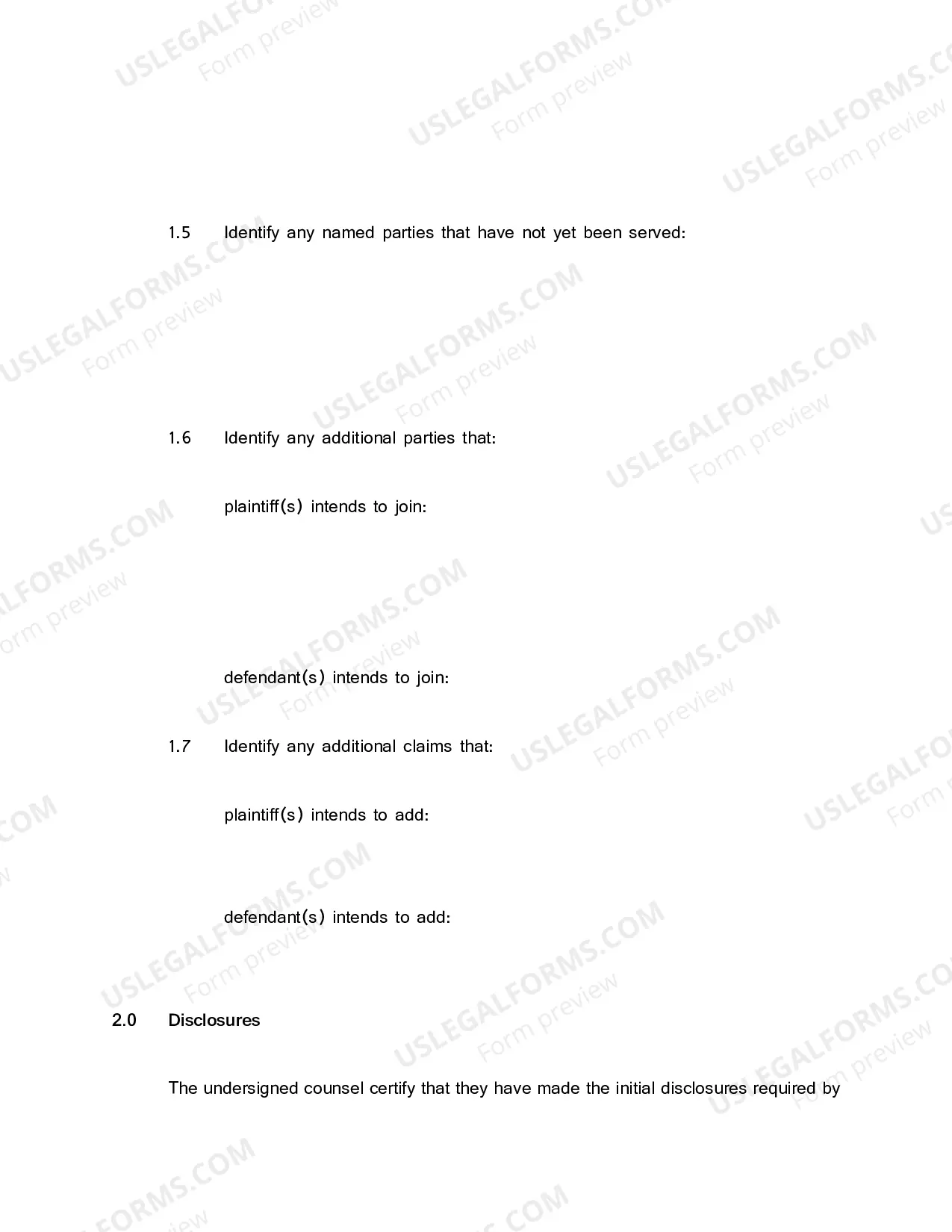Preview Joint Case Management Plan