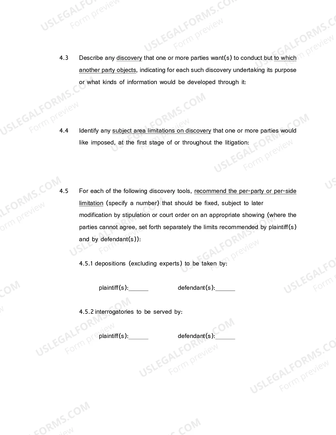 Preview Joint Case Management Plan