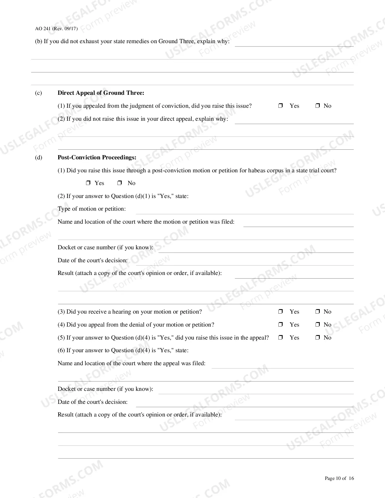 Preview Petition For Relief From Conviction-Sentence (Person In State Custody)