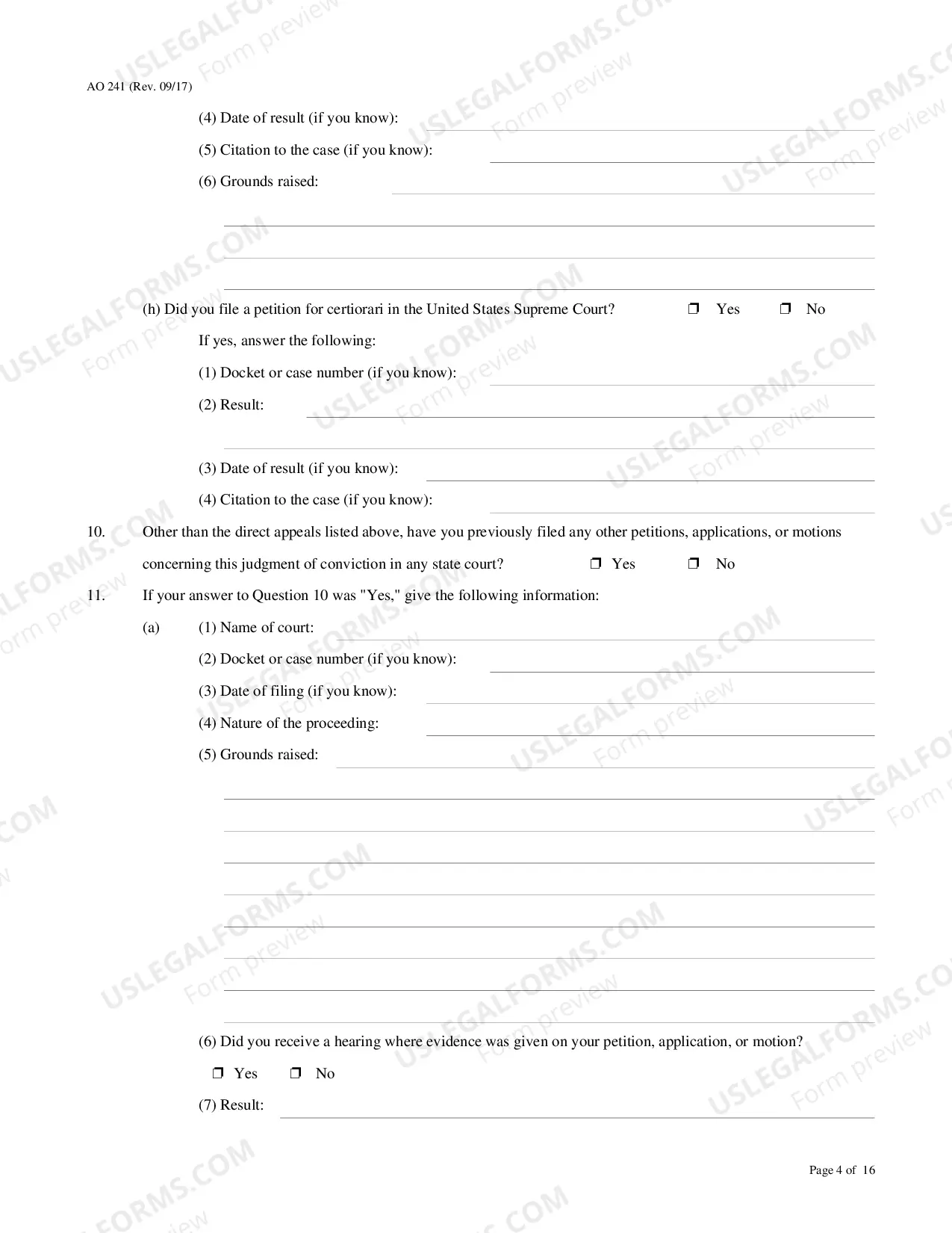 Preview Petition For Relief From Conviction-Sentence (Person In State Custody)