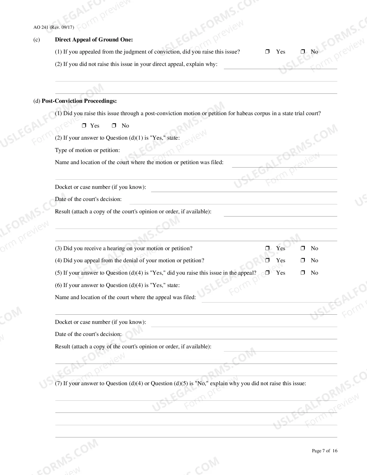 Preview Petition For Relief From Conviction-Sentence (Person In State Custody)
