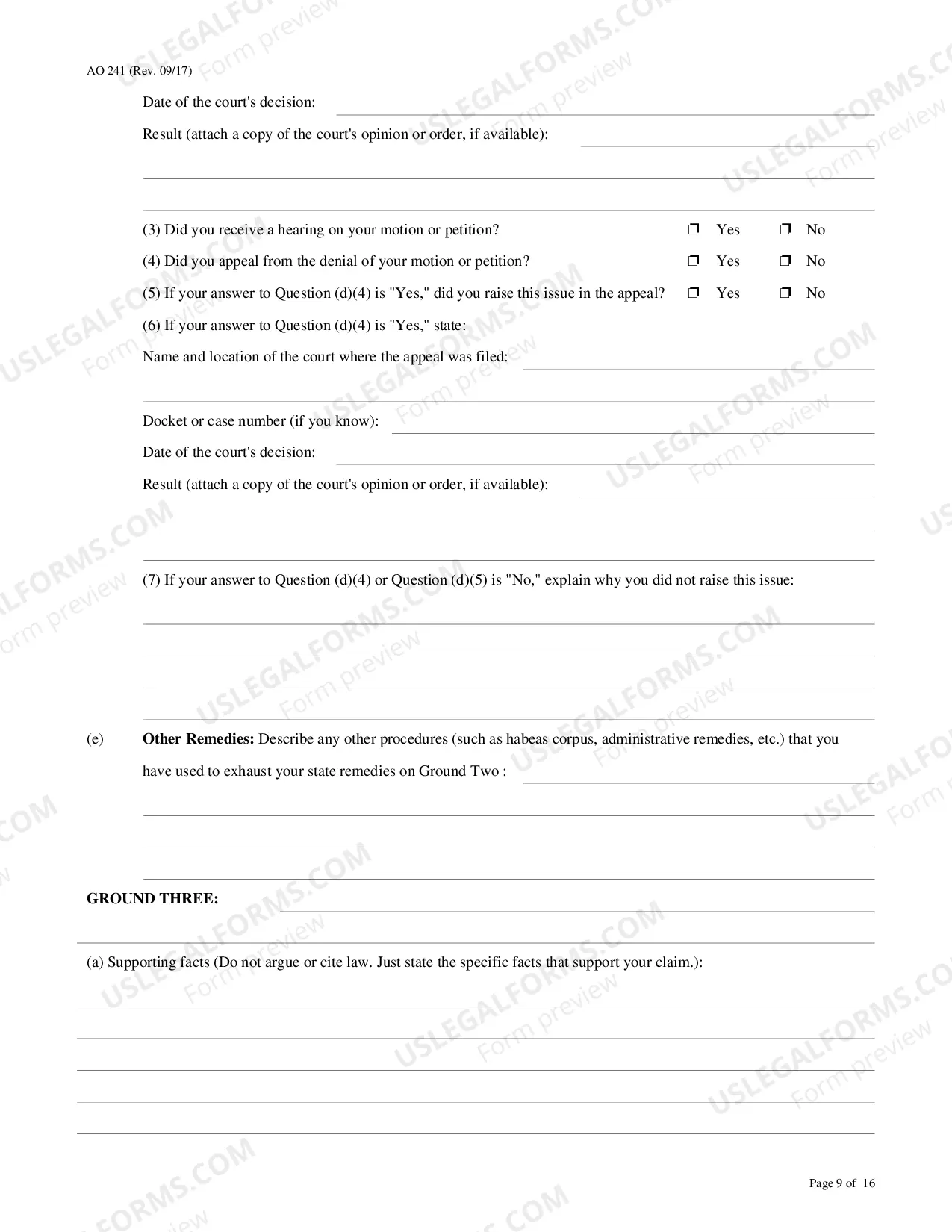 Preview Petition For Relief From Conviction-Sentence (Person In State Custody)