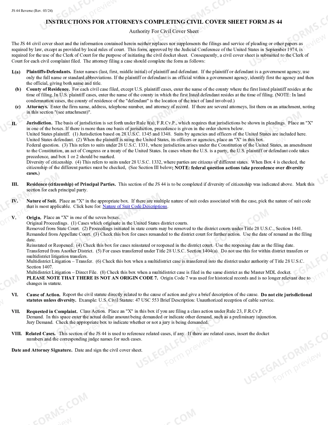 Preview JS-44 Civil Coversheet PDF