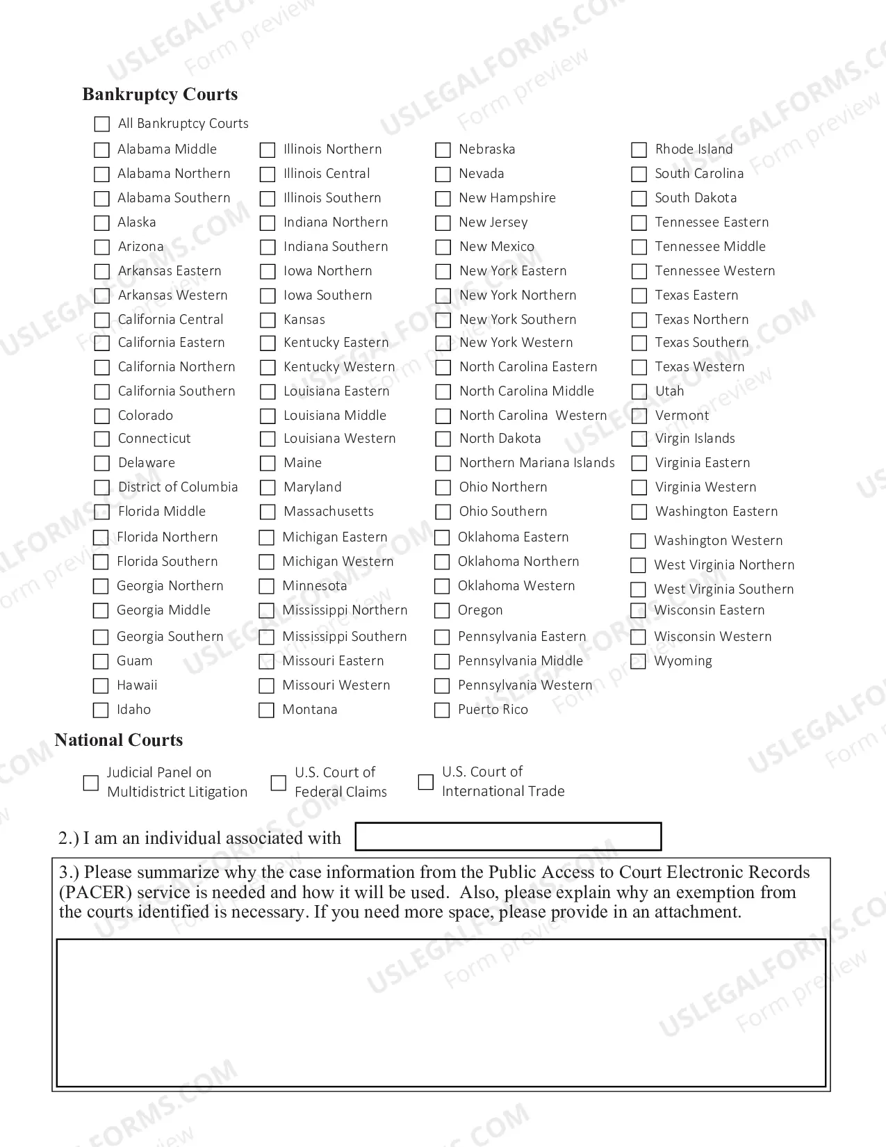 Preview Multi-Court PACER Fee Exemption Request