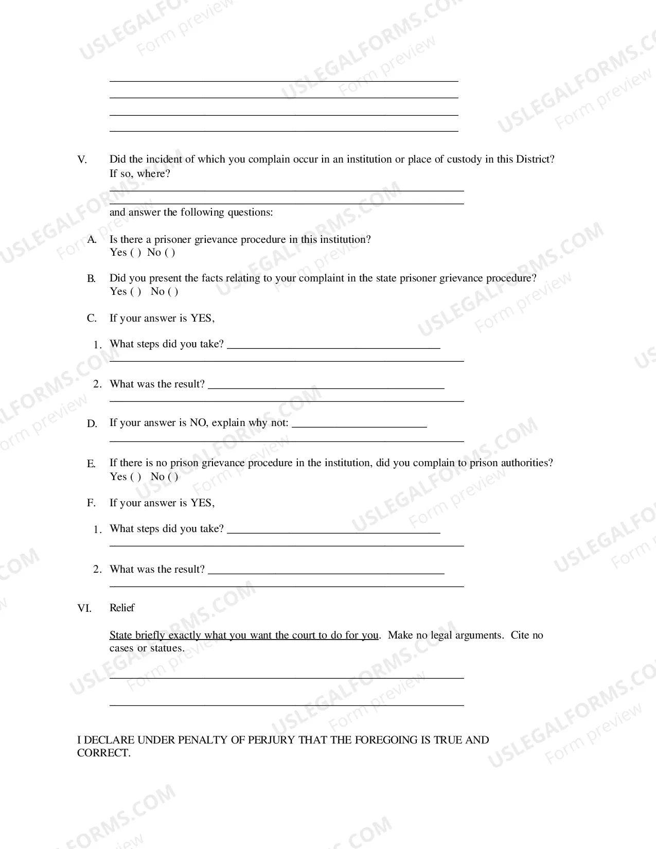 Preview Prisoner Civil Rights Complaint