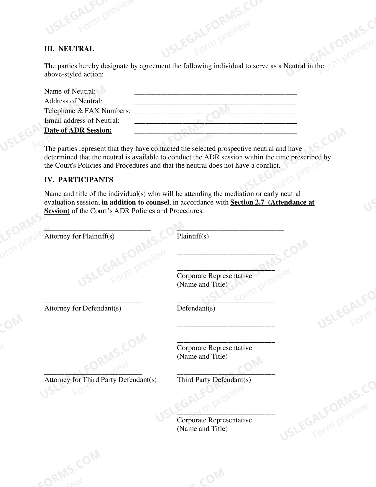 Preview Stipulation Selecting ADR Process