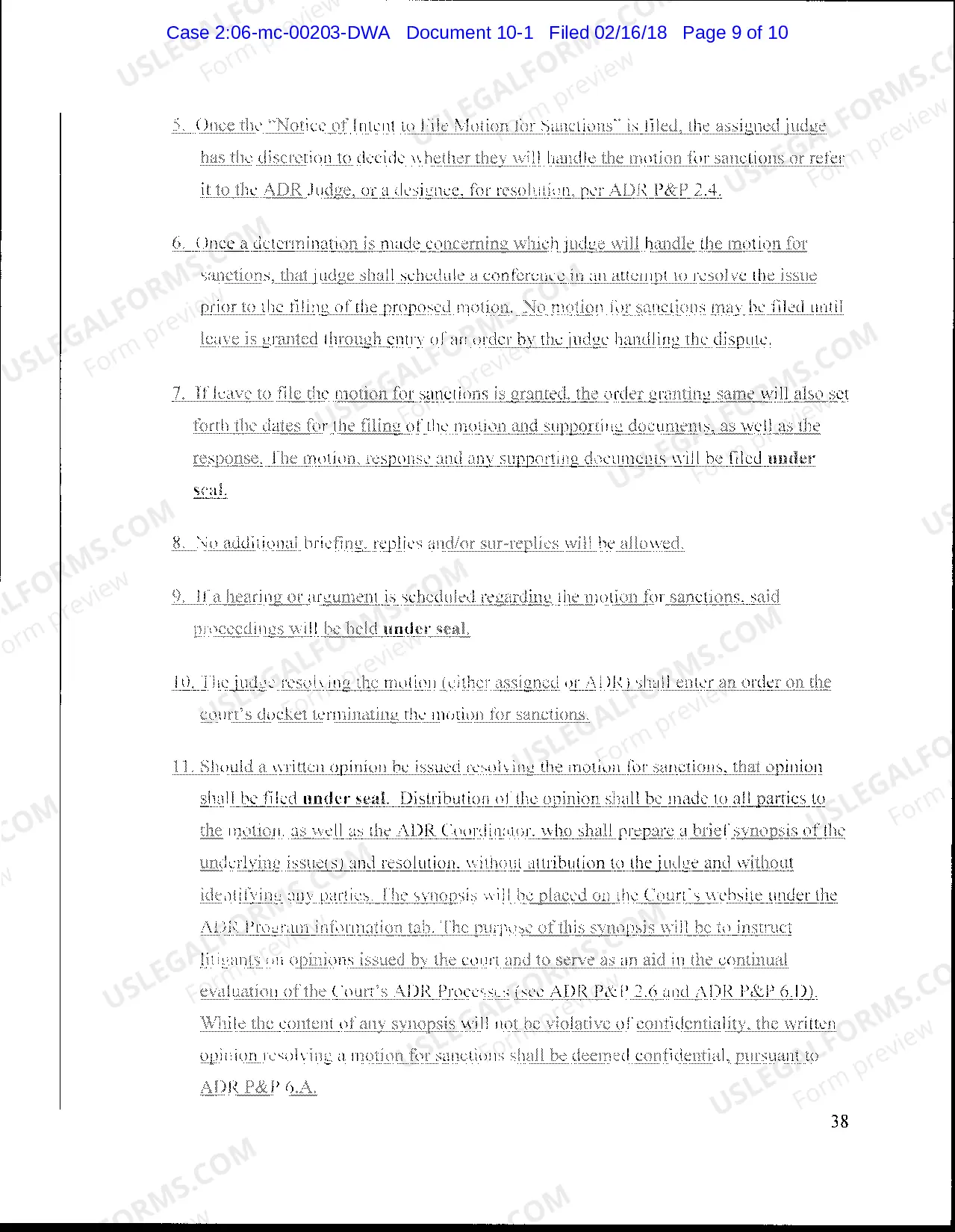 Preview Order updating ADR Policies and Procedures