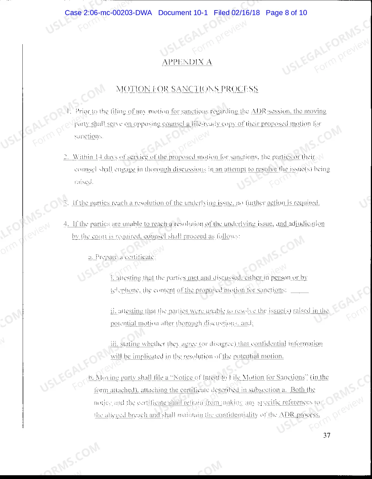 Preview Order updating ADR Policies and Procedures