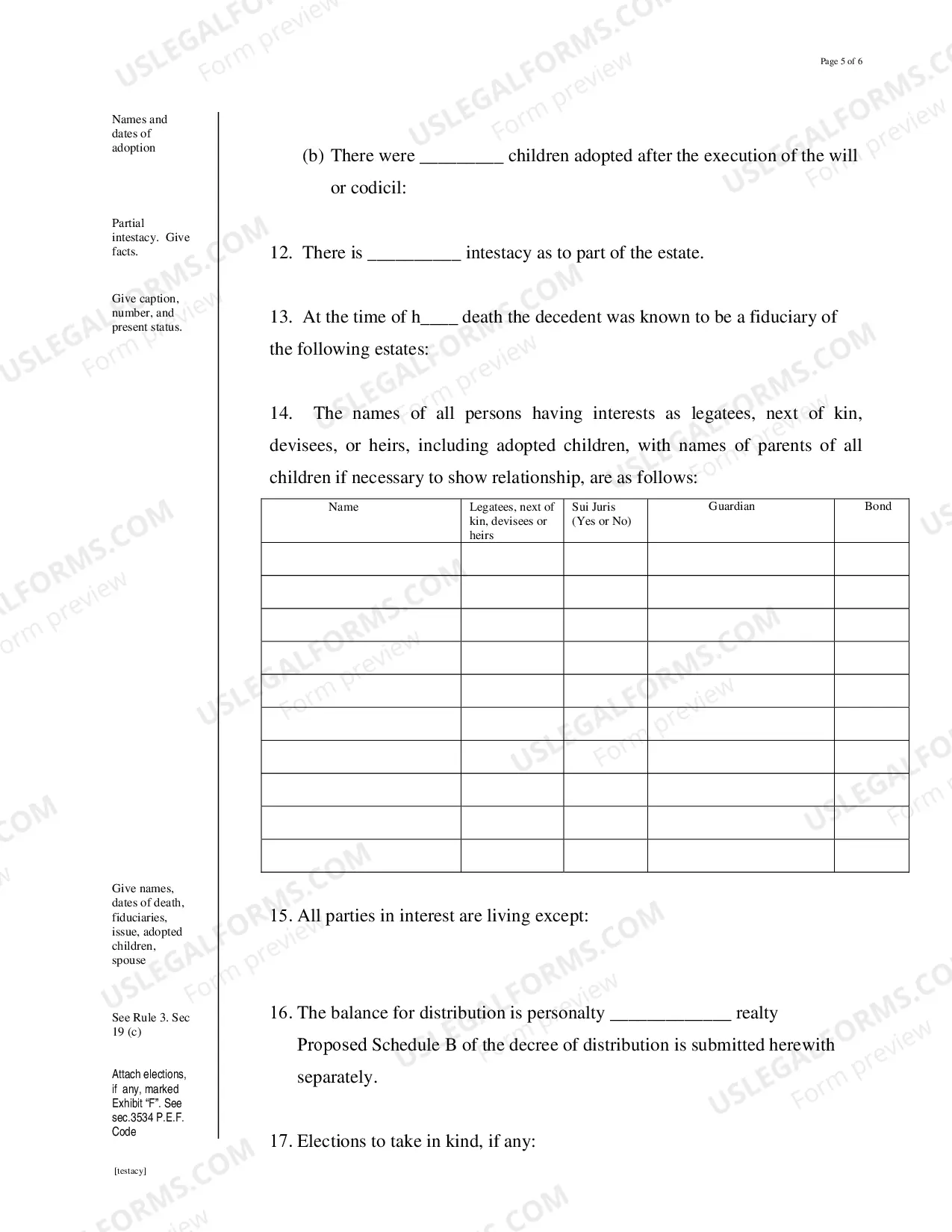 Preview Petition For Distribution (Testacy)