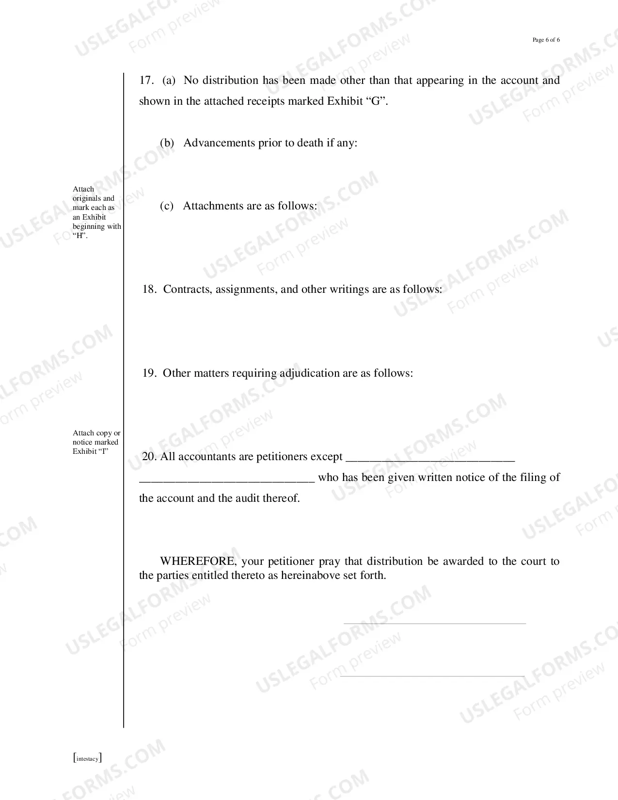 Preview Petition of Distribution (Intestacy)