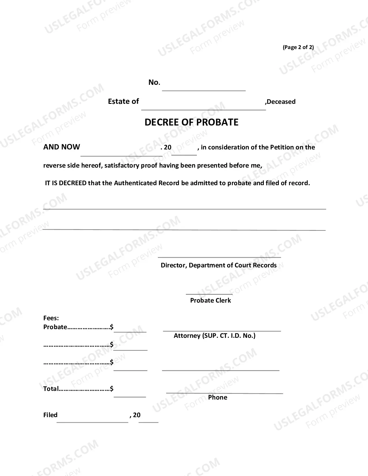 Preview Petition For Probate of Authenticated Record