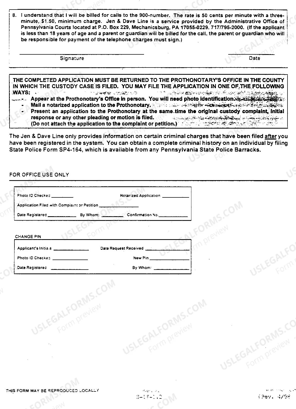 Preview Application For Access to Criminal Charge Information For Individuals In Child Custody Cases