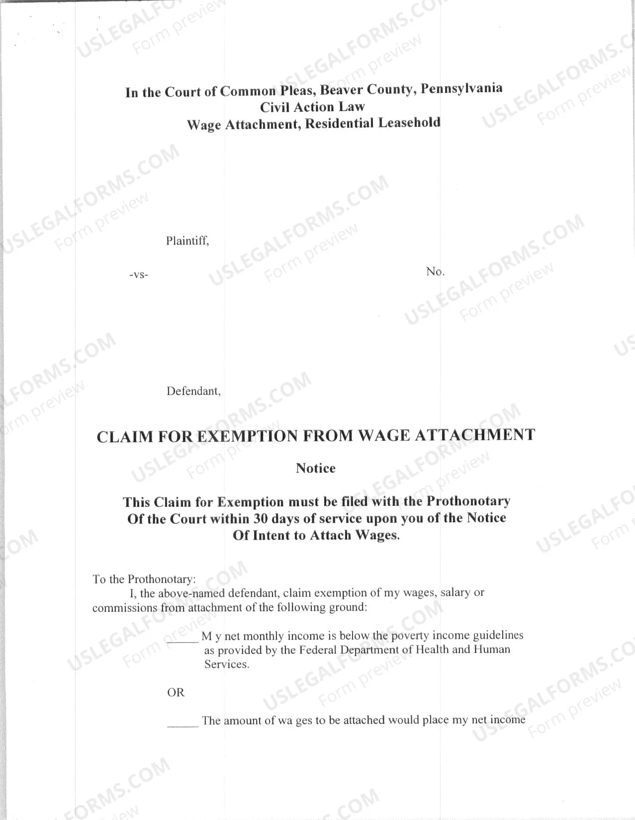 Preview Wage Attachment Packet - Complete