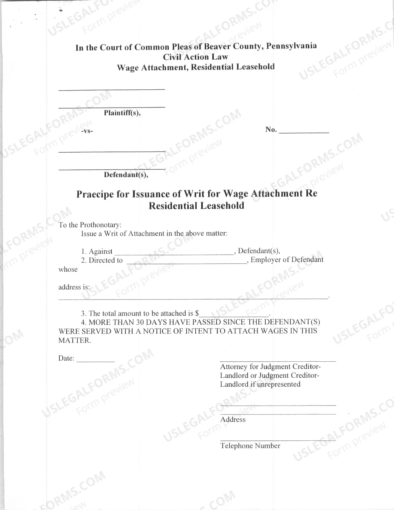 Preview Wage Attachment Packet - Complete