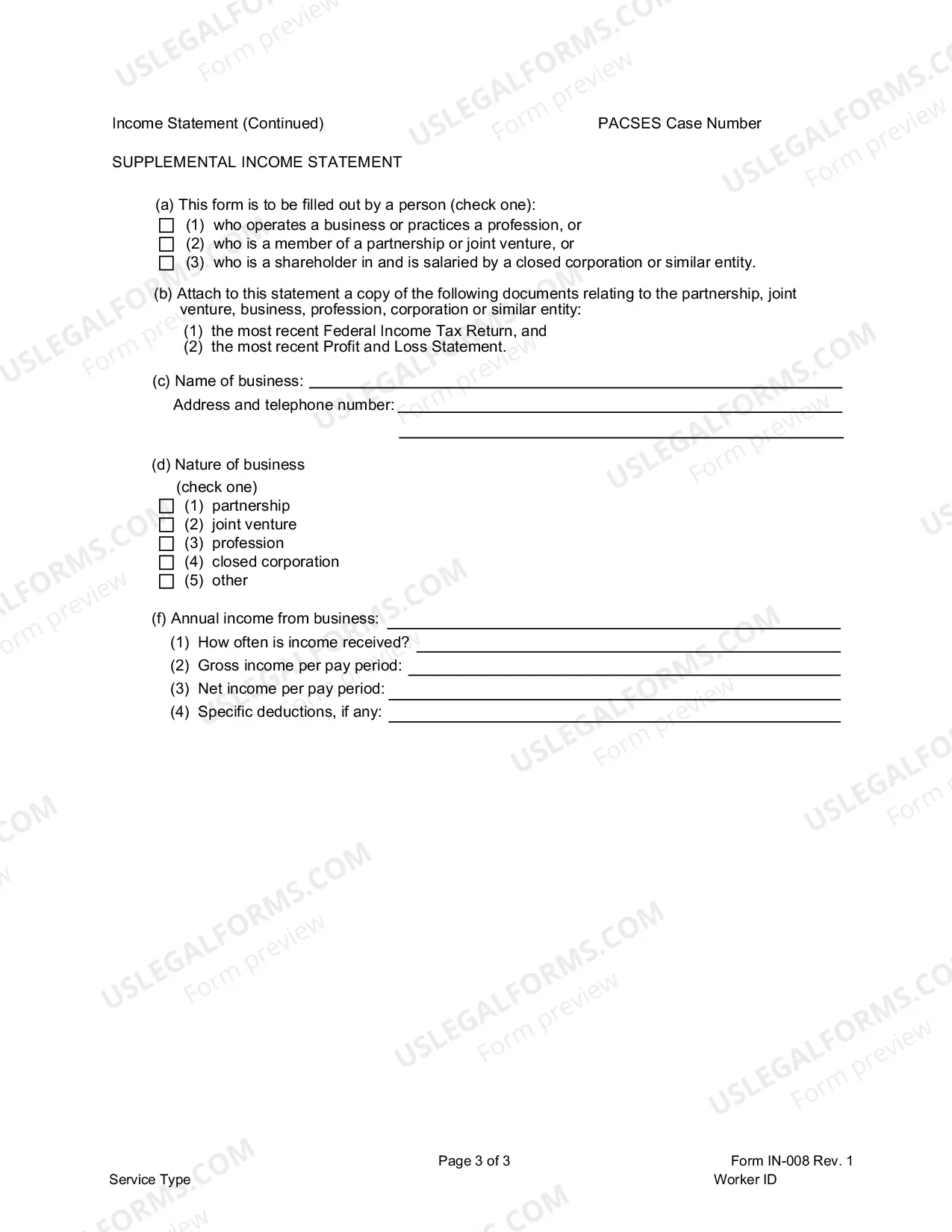 Preview income and Expense Statement