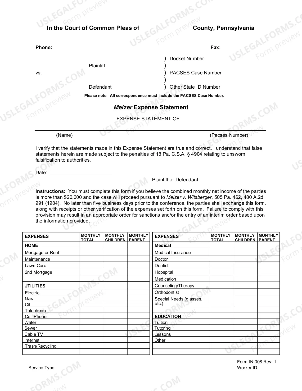 Preview income and Expense Statement