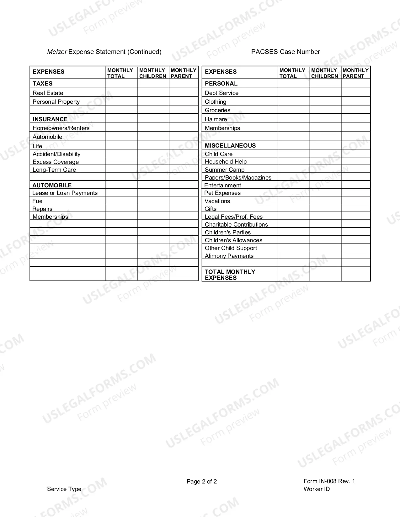Preview income and Expense Statement