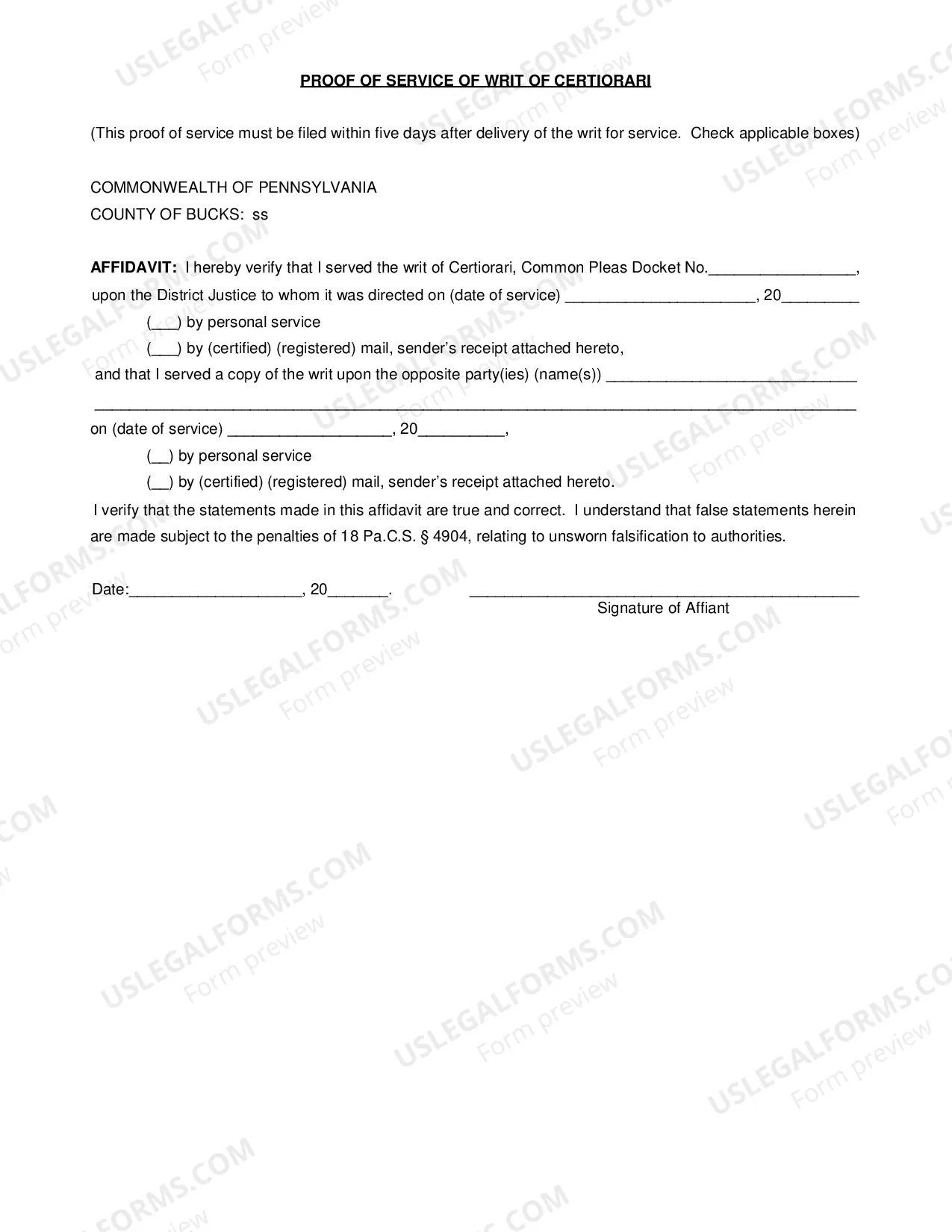 Preview Praecipe For Writ of Certiorari