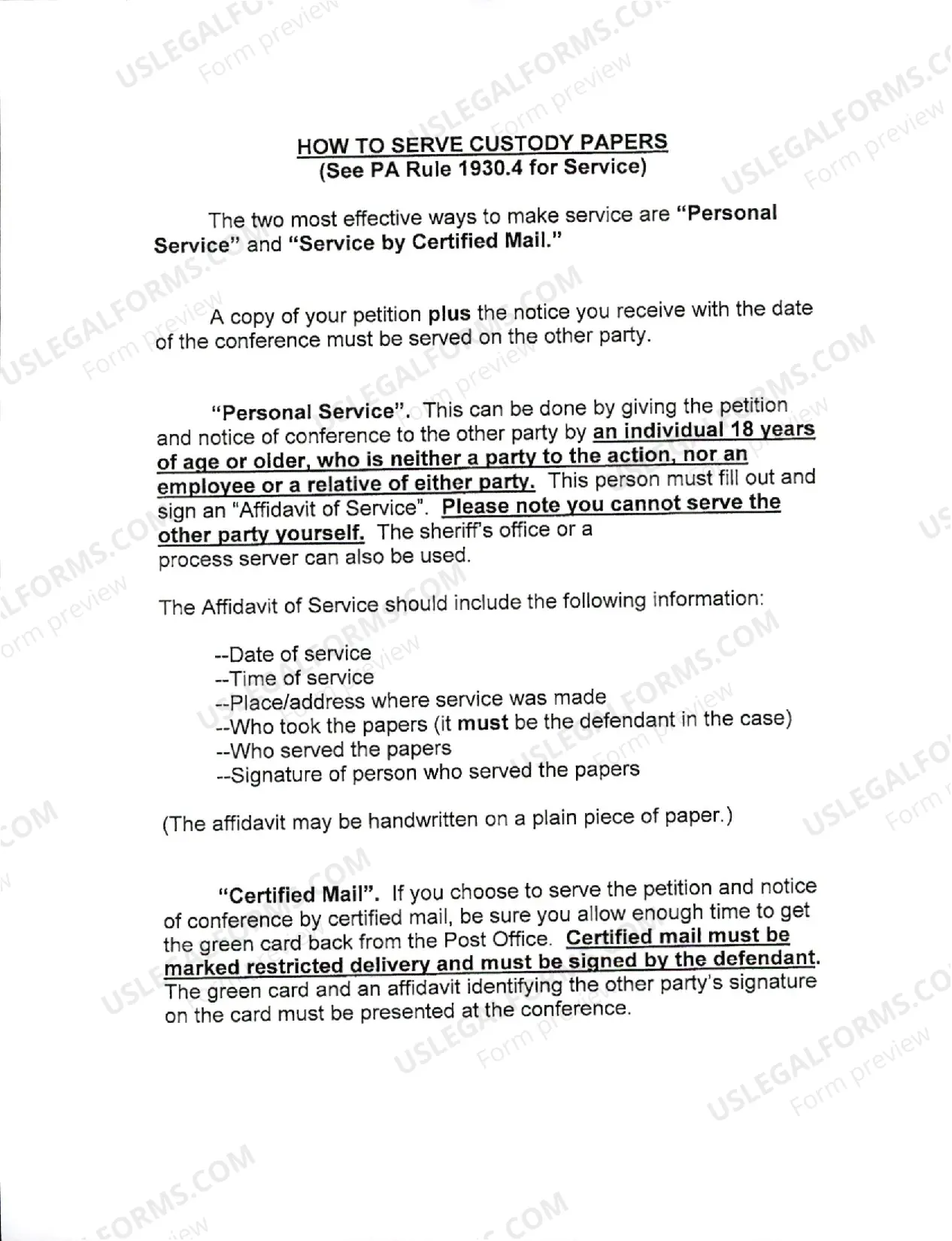Preview Custody Legal Application