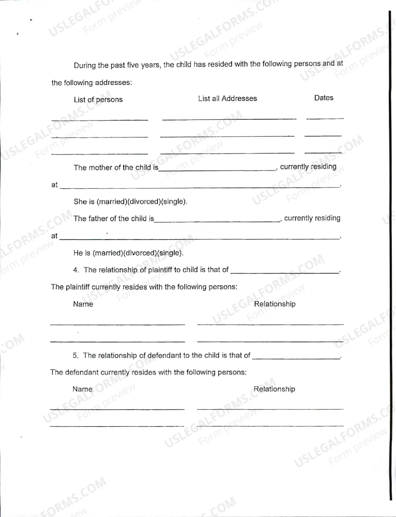 Preview Custody Legal Application