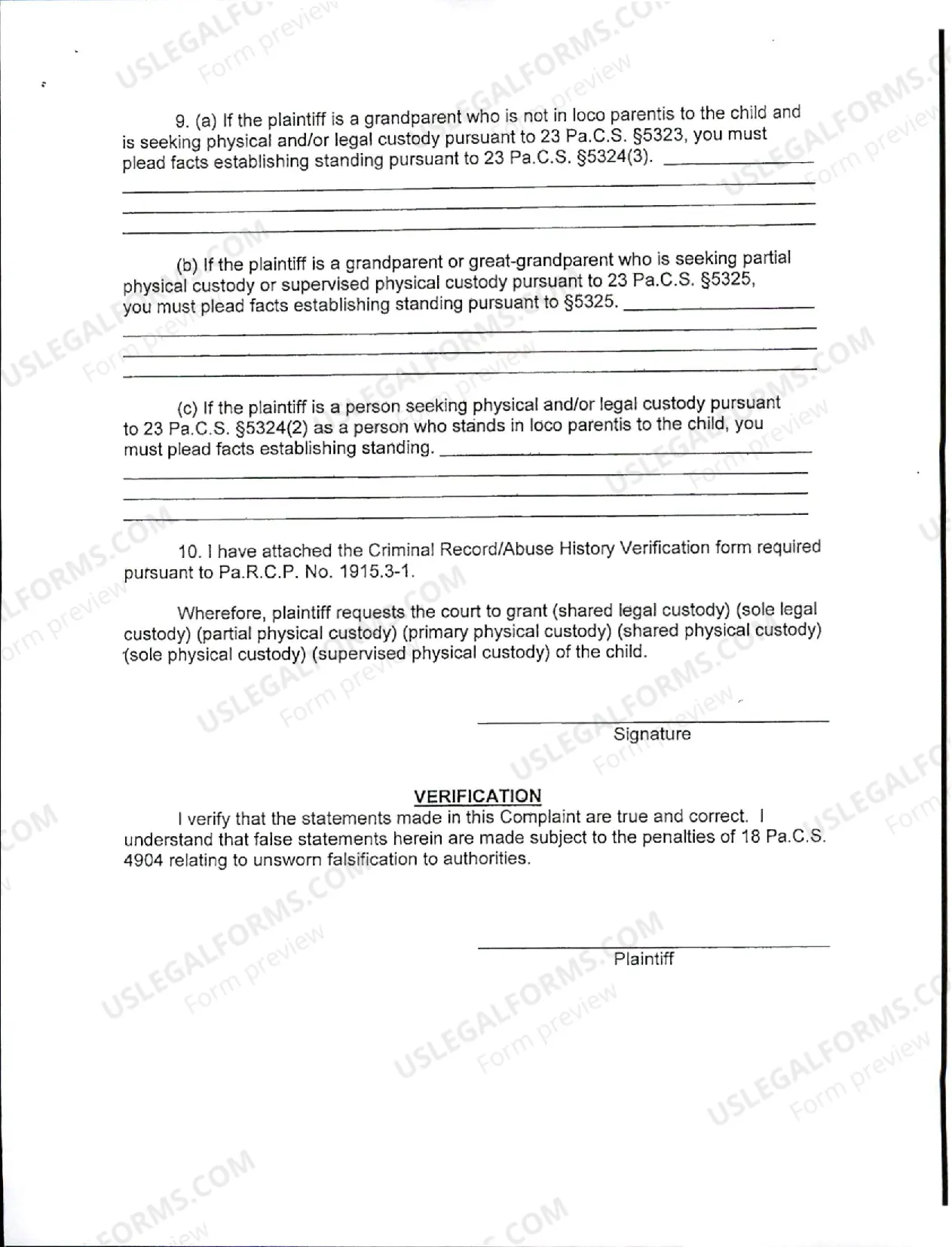 Preview Custody Legal Application