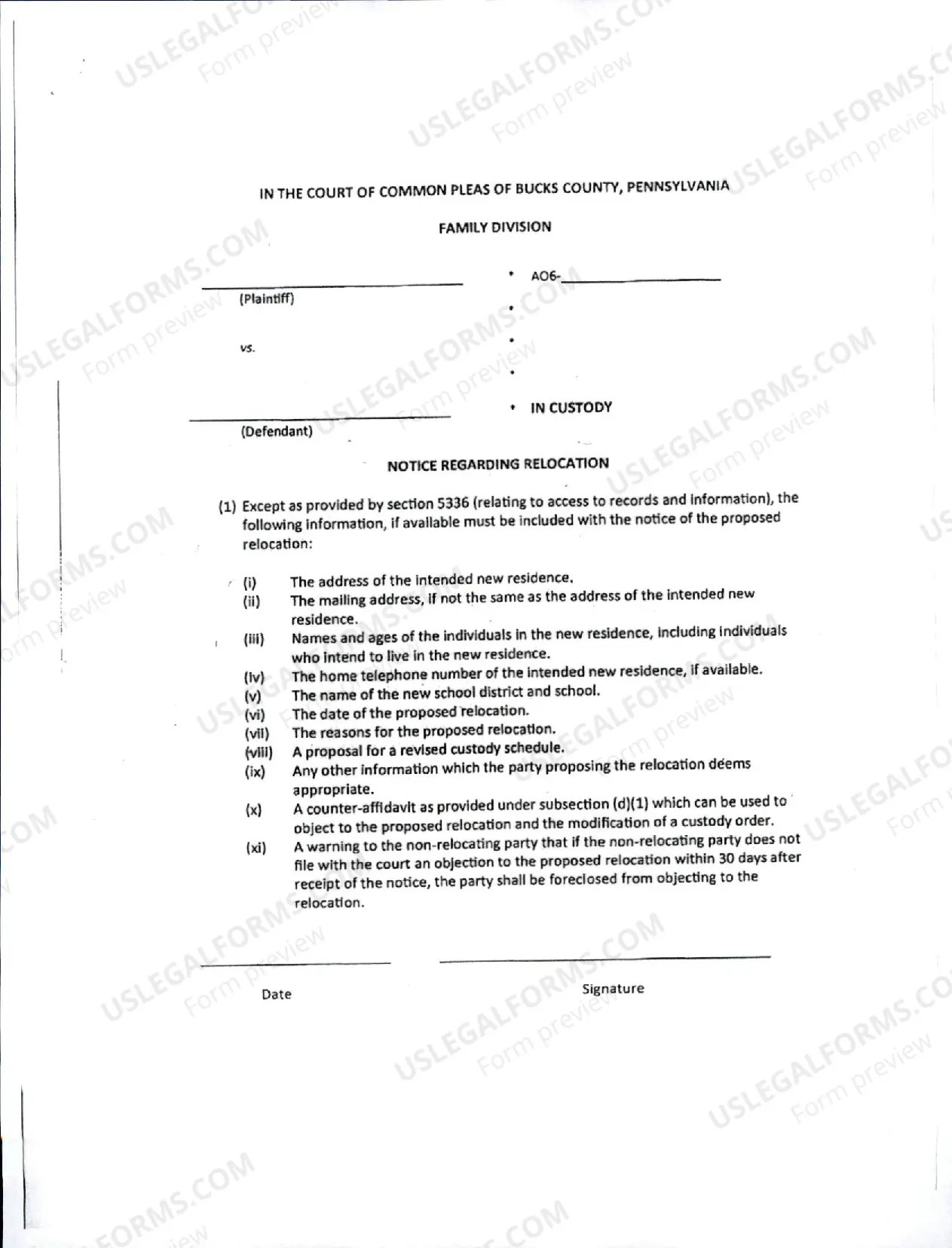 Preview Custody Relocation and Modification
