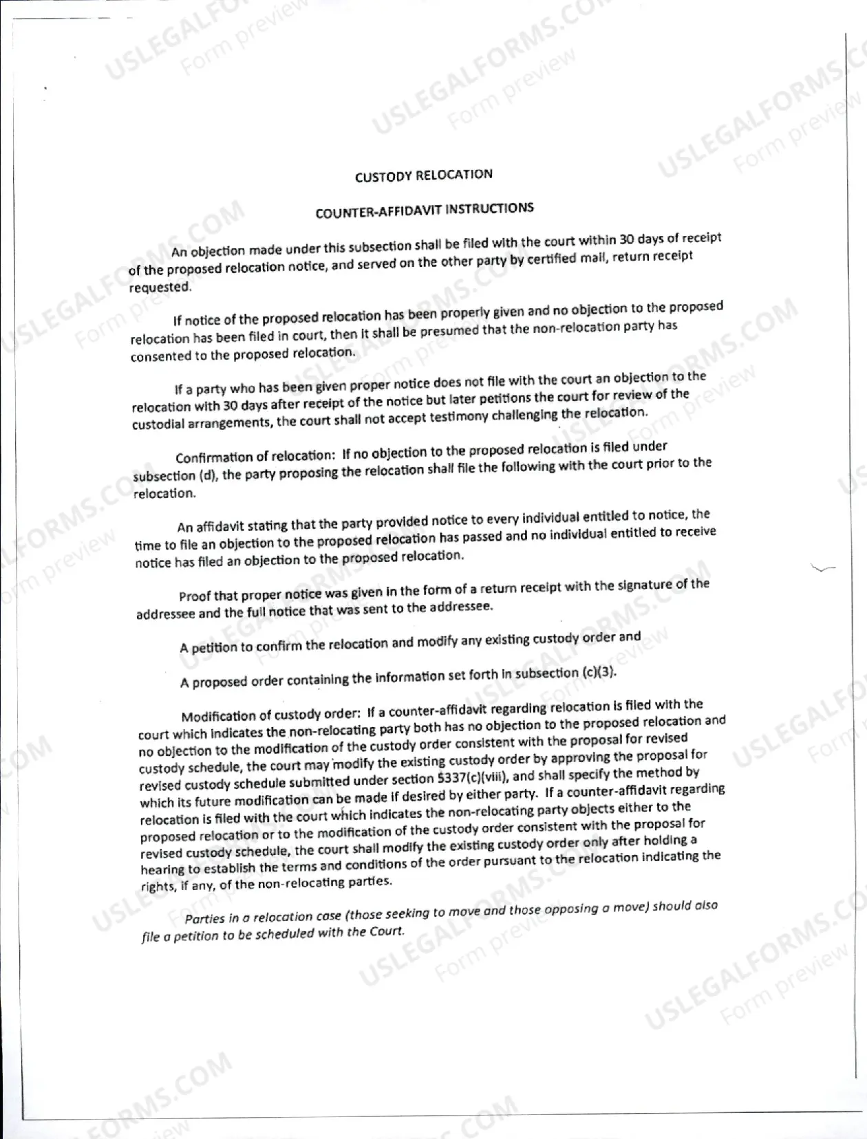 Preview Custody Relocation and Modification