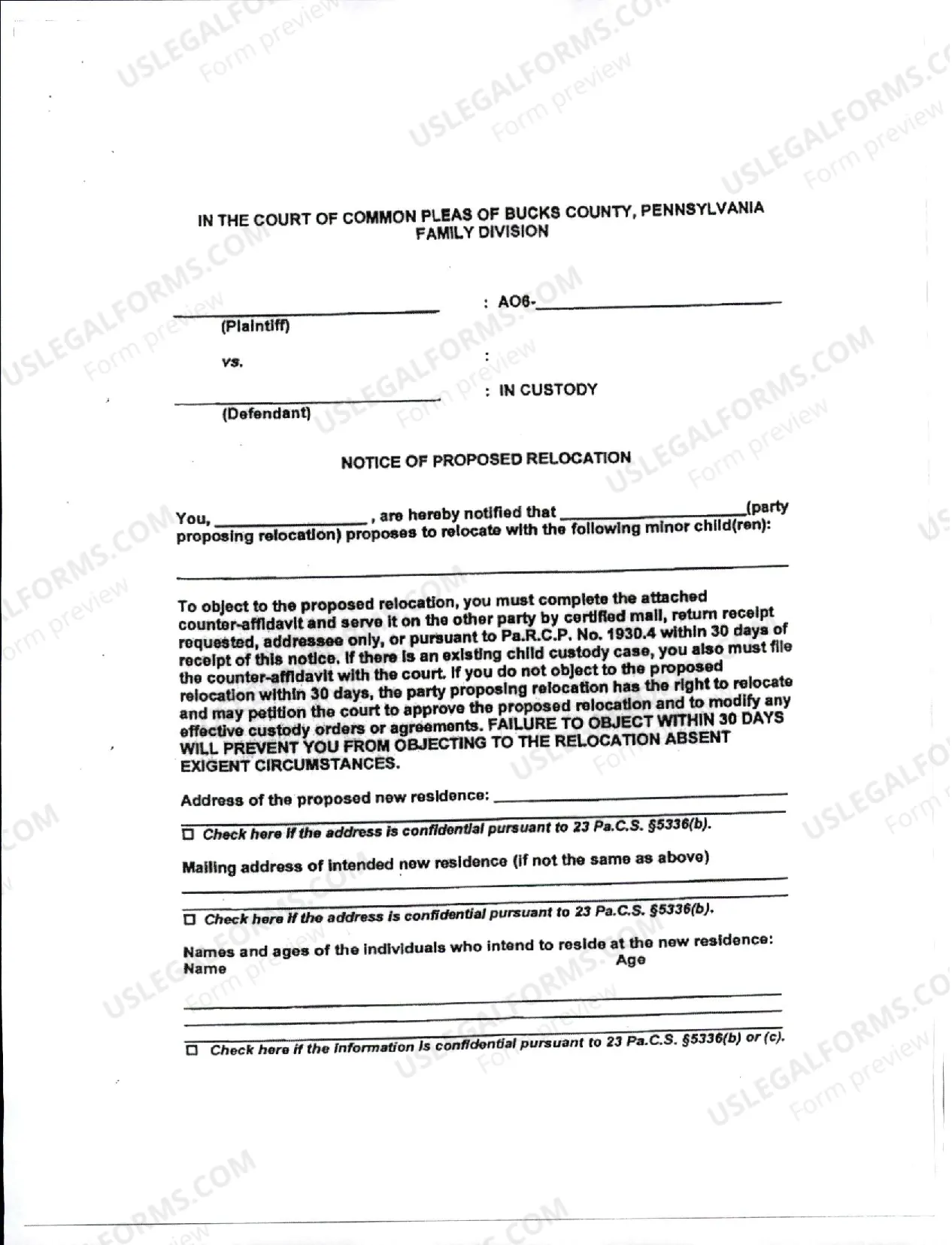 Preview Custody Relocation and Modification