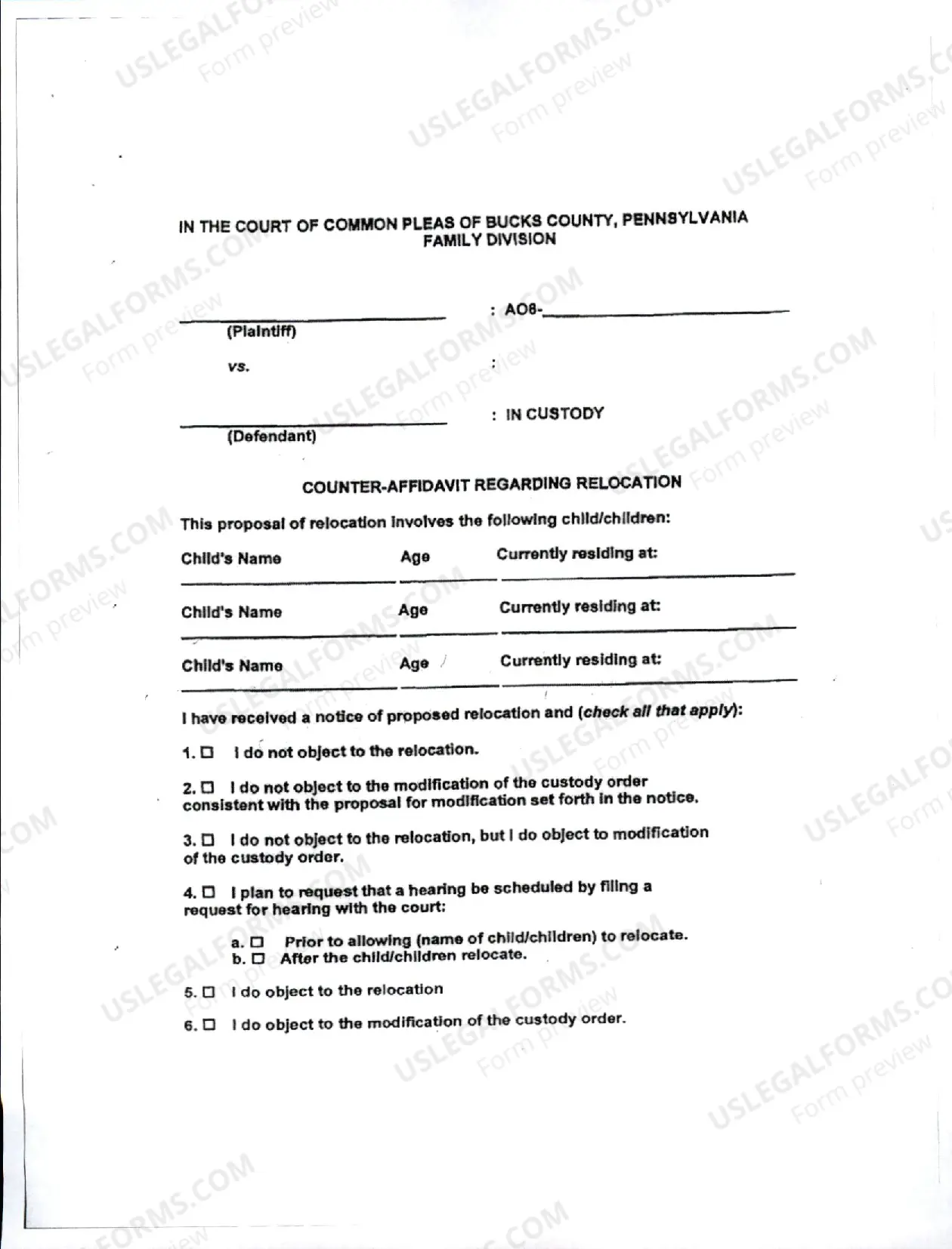 Preview Custody Relocation and Modification
