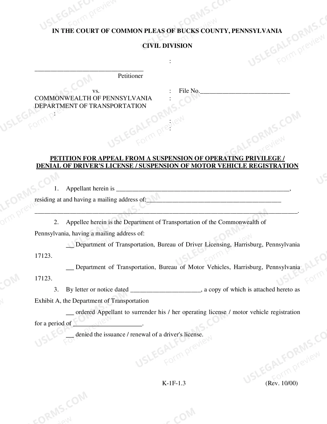 Preview License-Registration Suspension Appeal