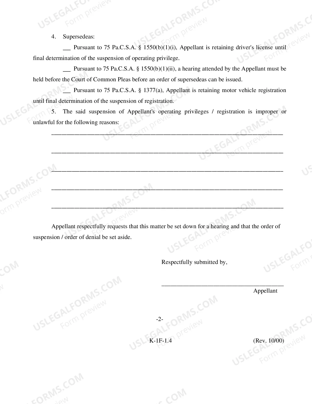 Preview License-Registration Suspension Appeal