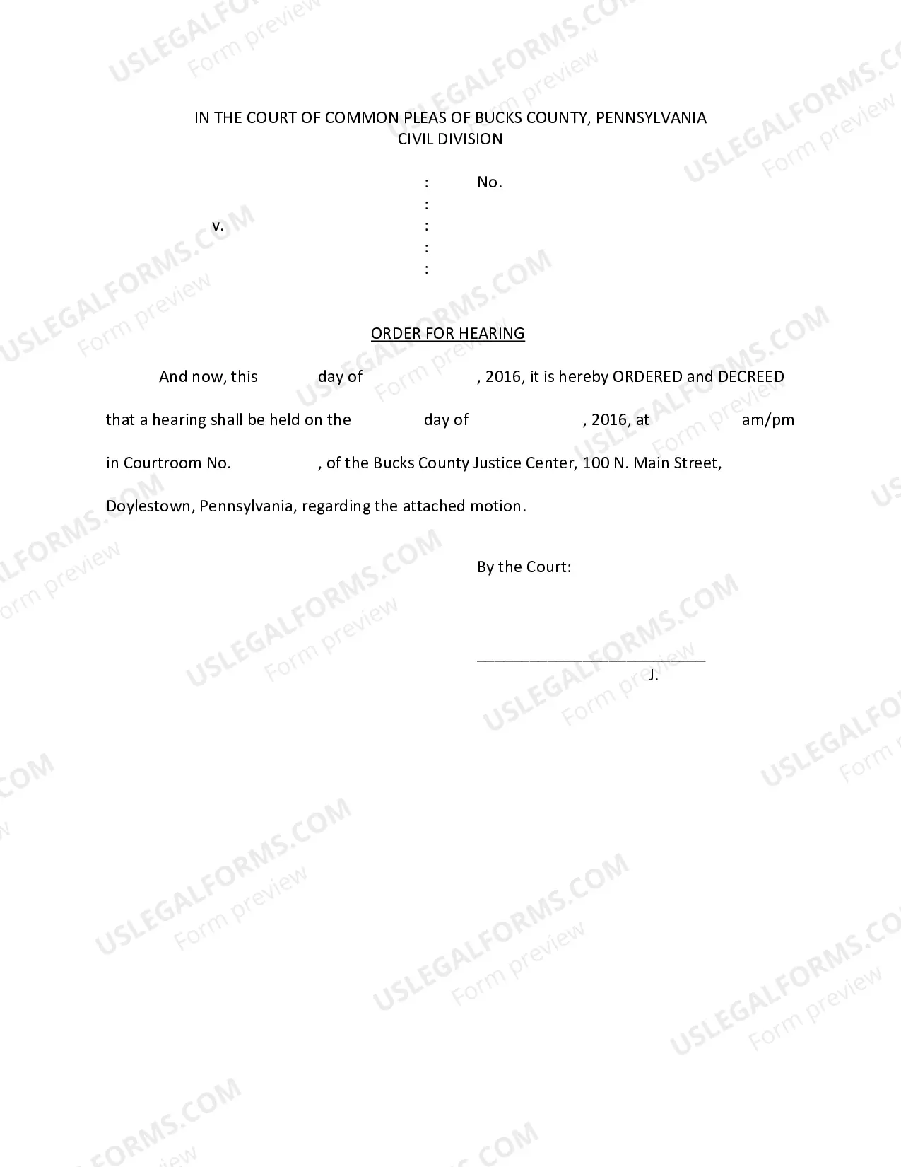 Preview Order for Hearing (Instructions and Form)