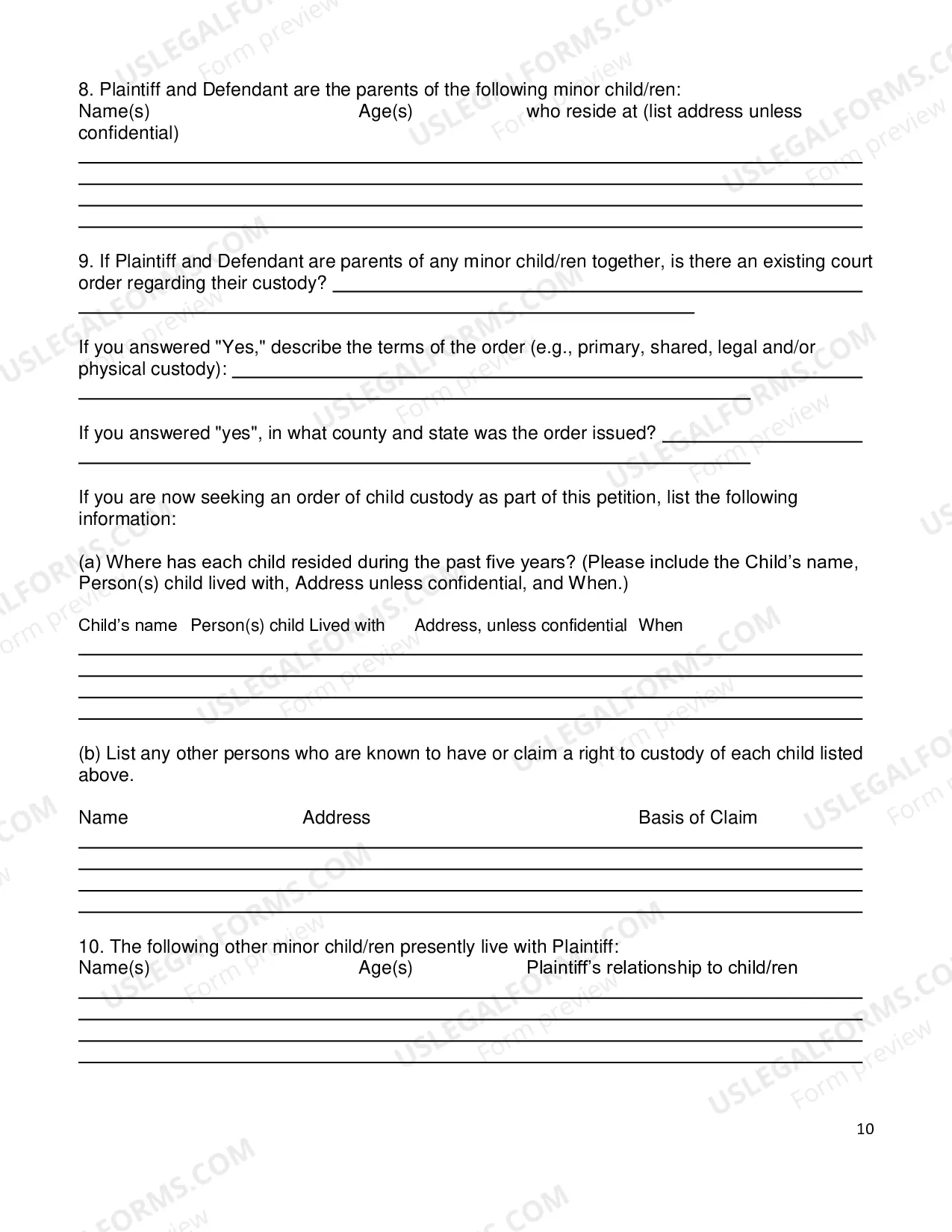 Preview Petition for Protection from Abuse