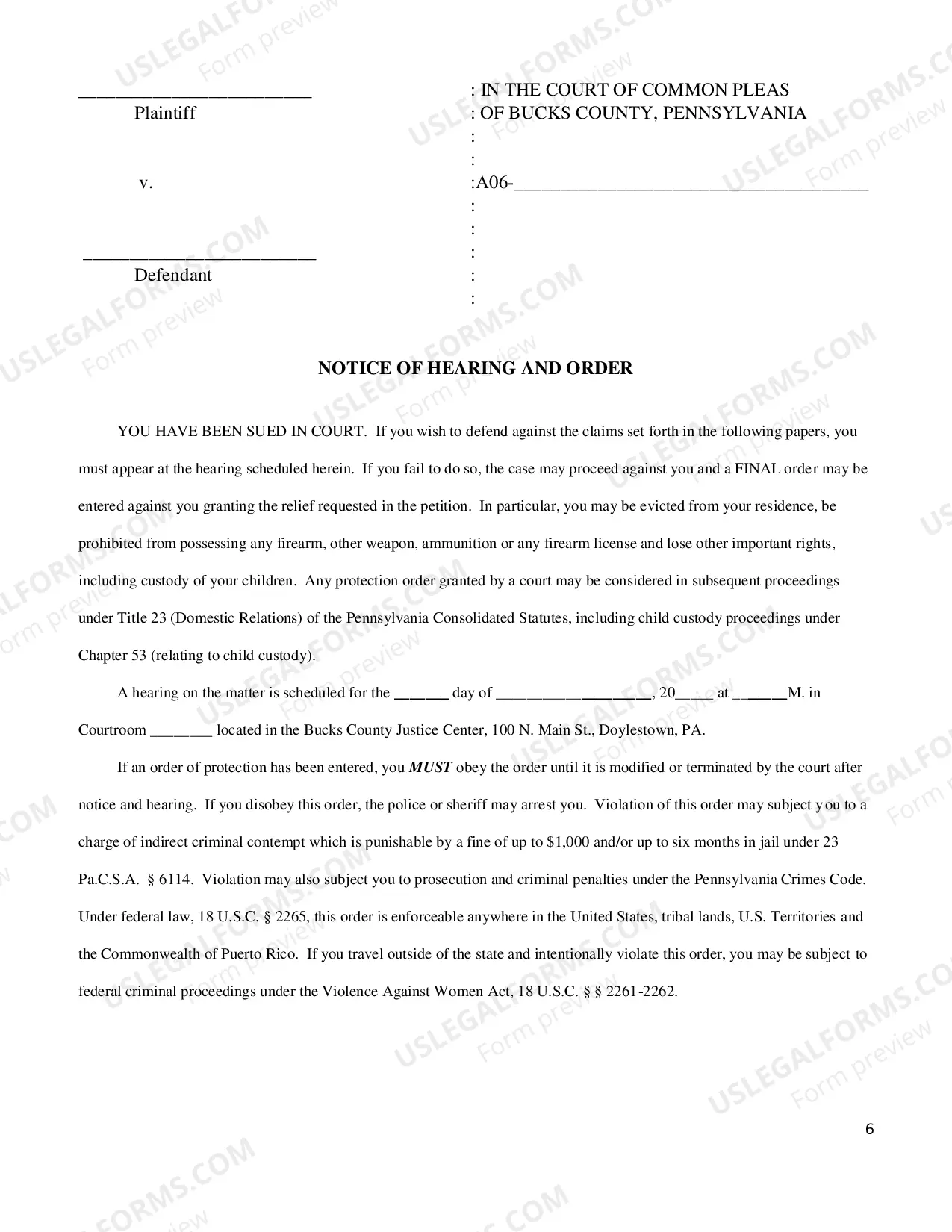 Preview Petition for Protection from Abuse