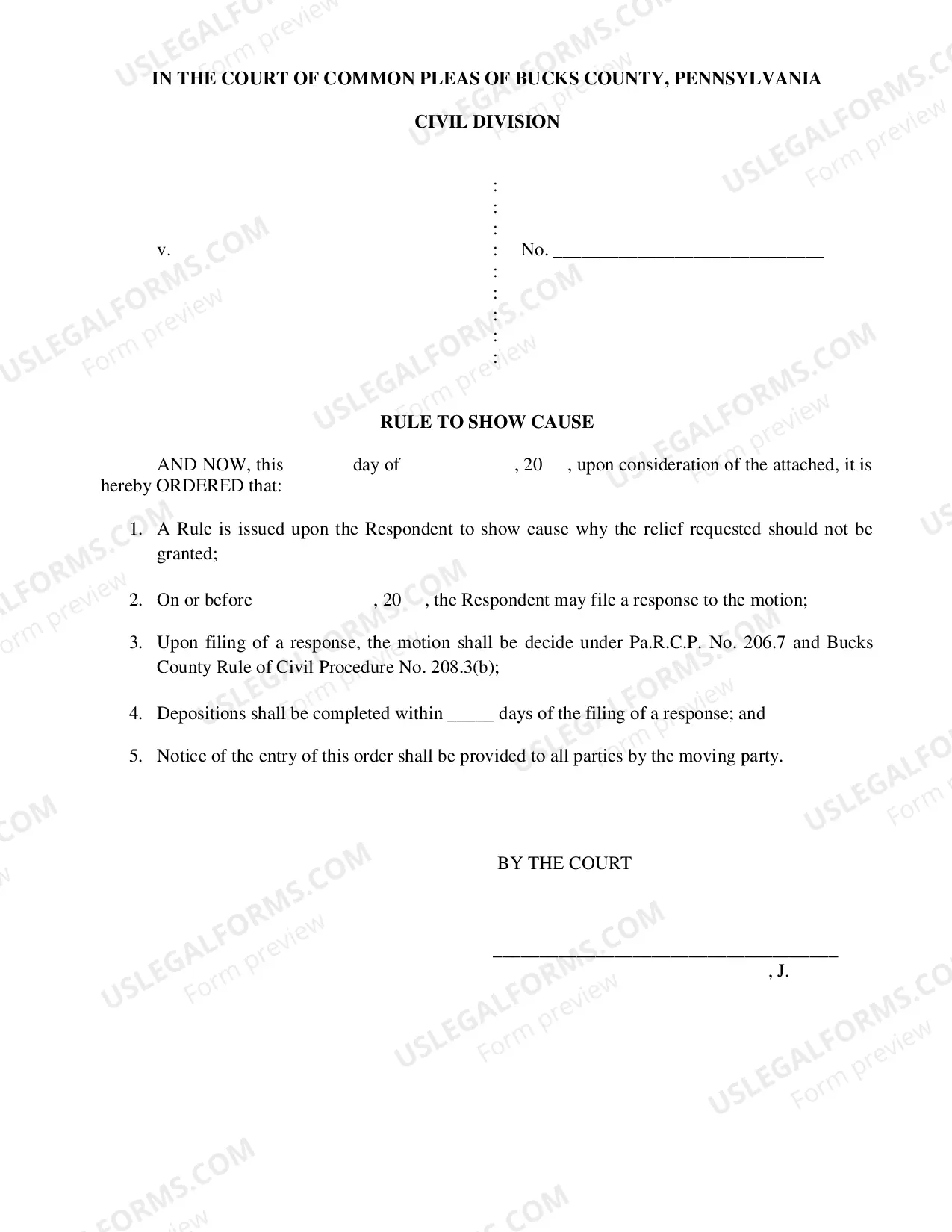 Preview Rule to Show Cause (instructions and Form)