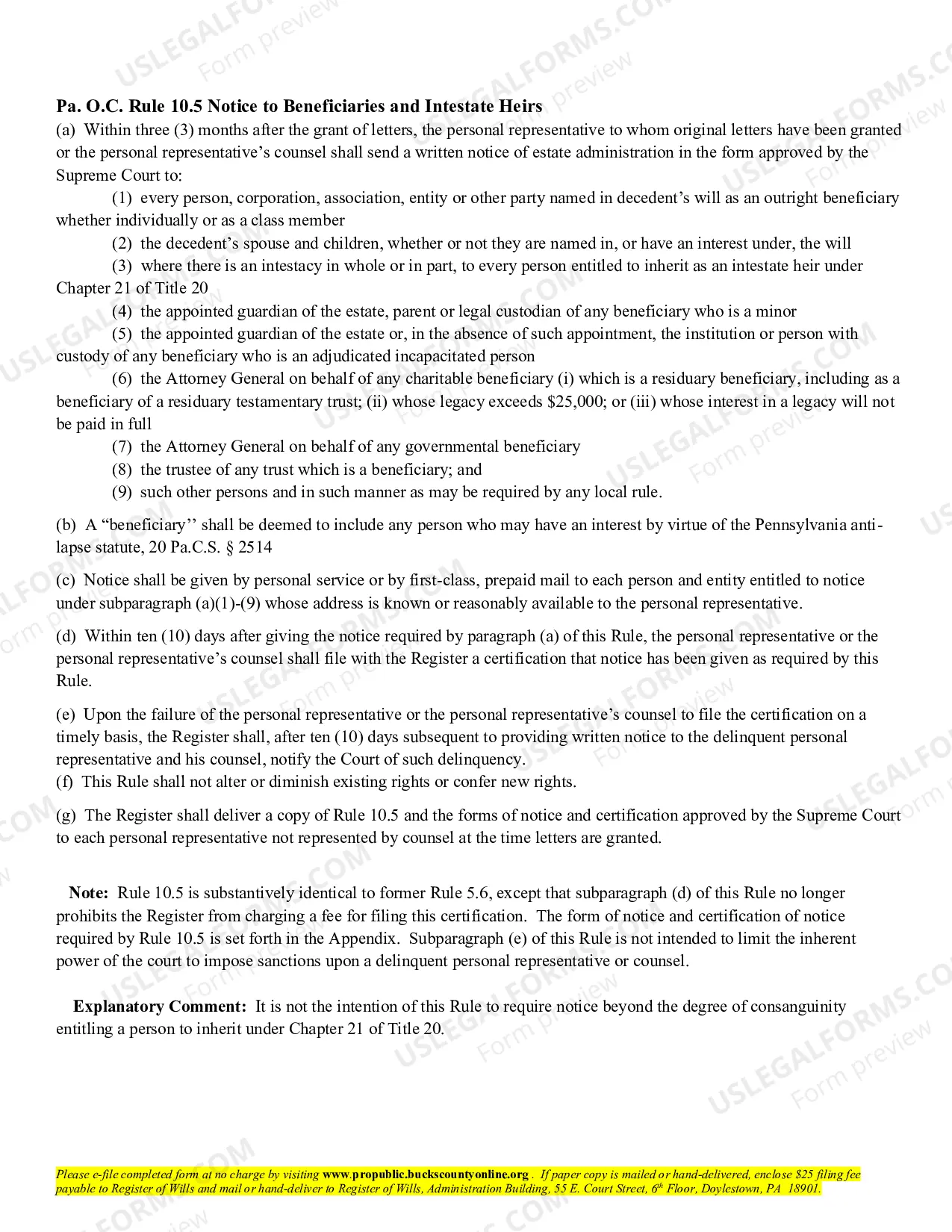 Preview Notice to Heirs