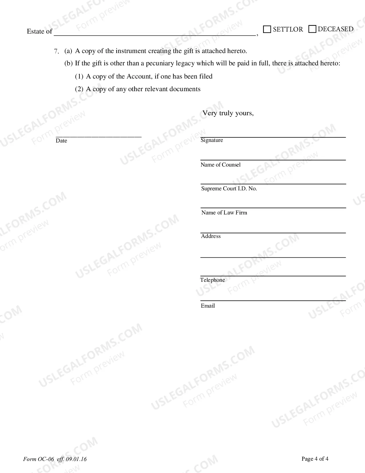 Preview Notice of Charitable Gift