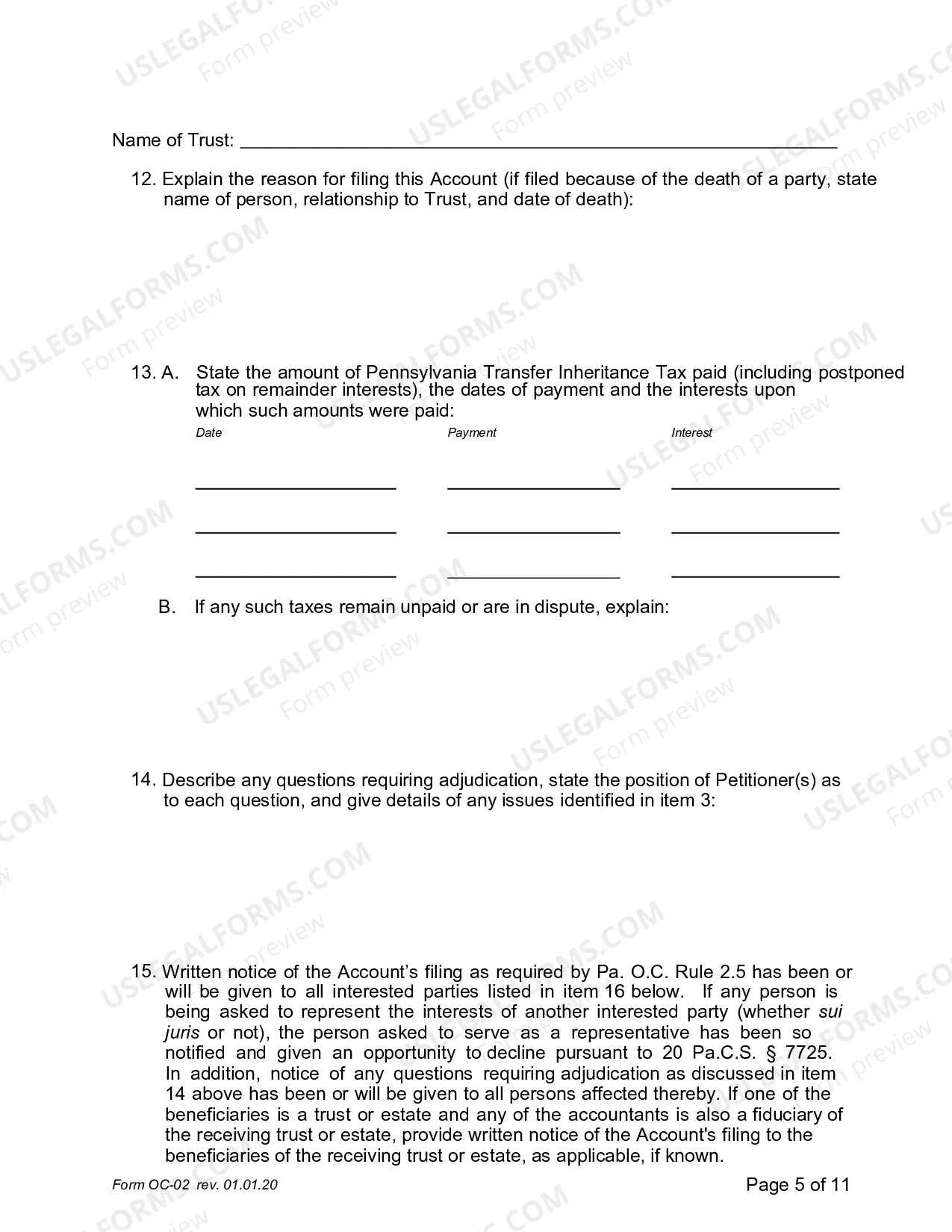 Preview Petition for Adjudication: Trust