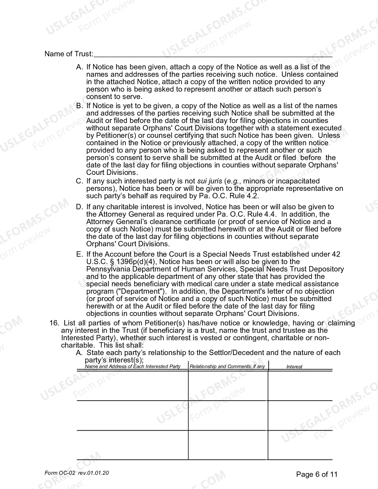 Preview Petition for Adjudication: Trust