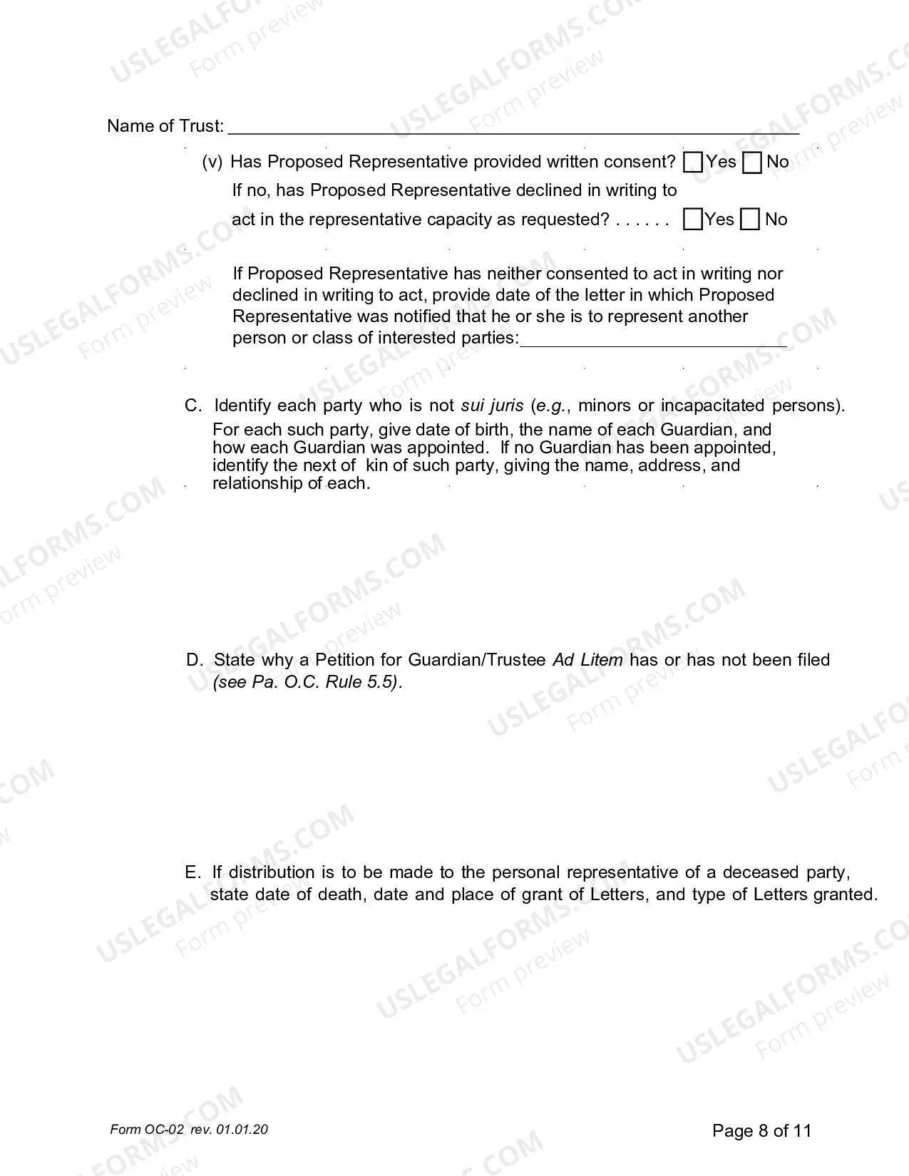 Preview Petition for Adjudication: Trust