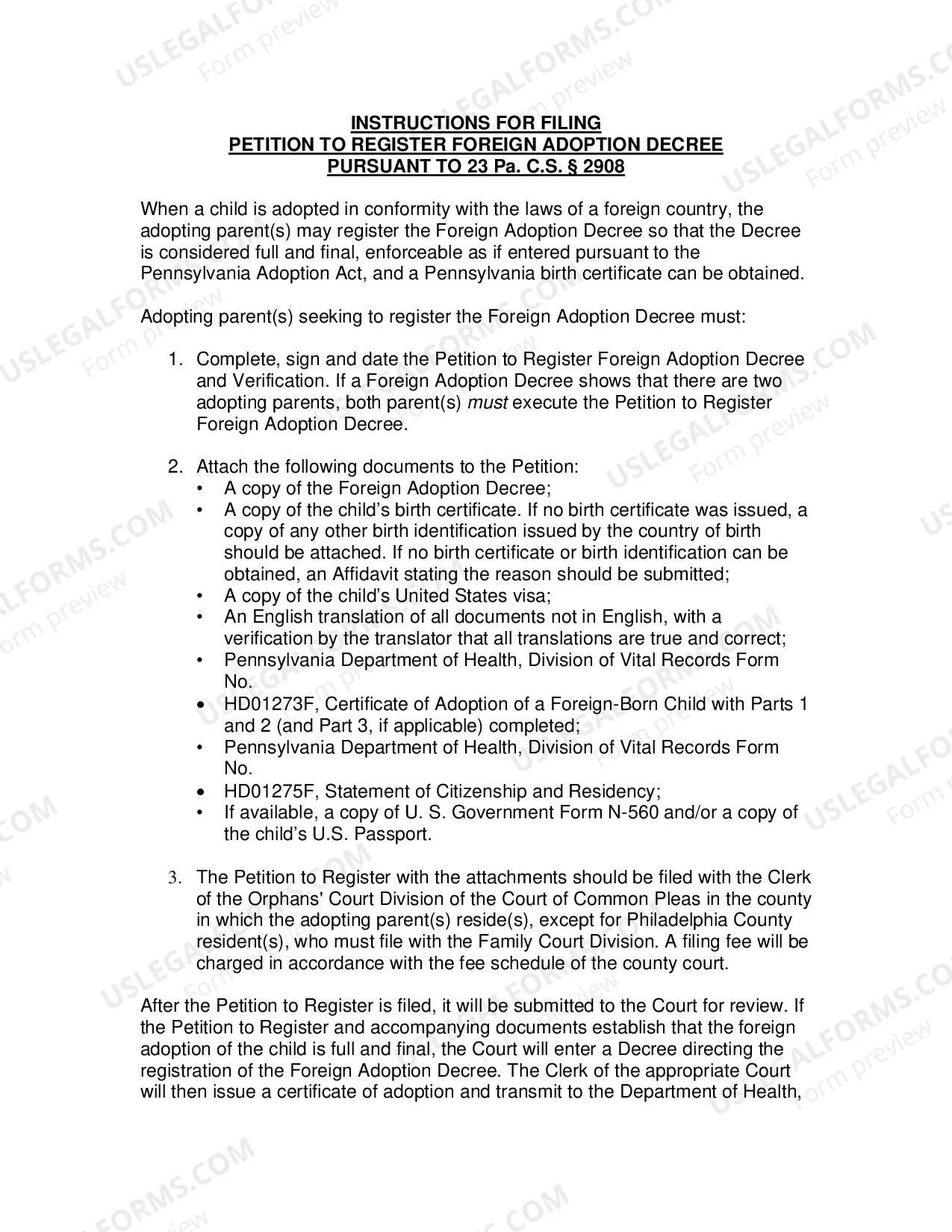 Preview Petition to Register Foreign Adoption Decree