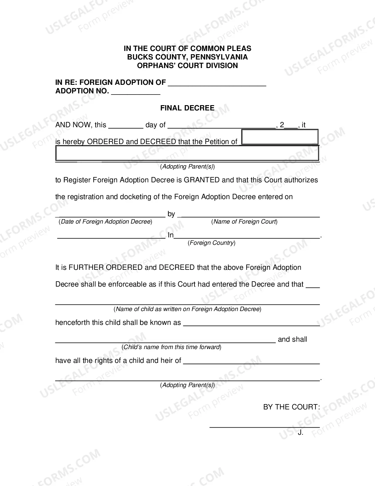 Preview Petition to Register Foreign Adoption Decree