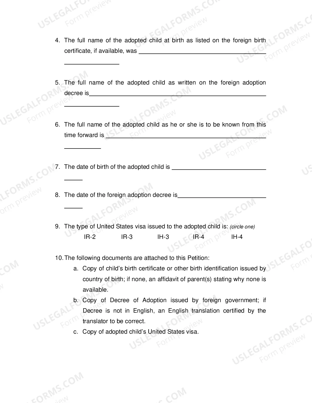 Preview Petition to Register Foreign Adoption Decree